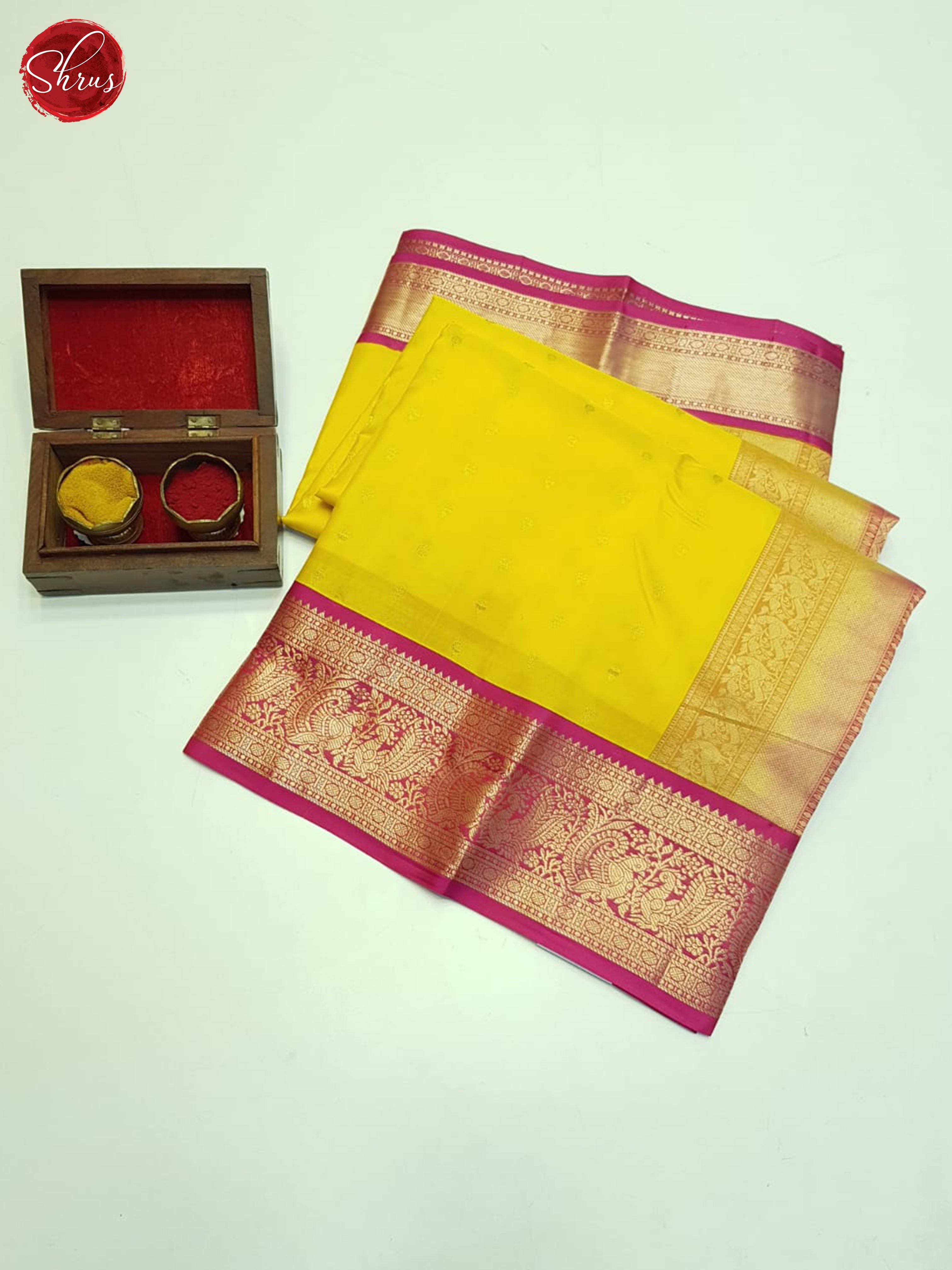 Yellow And Pink- Kanchipuram Silk Saree - Shop on ShrusEternity.com