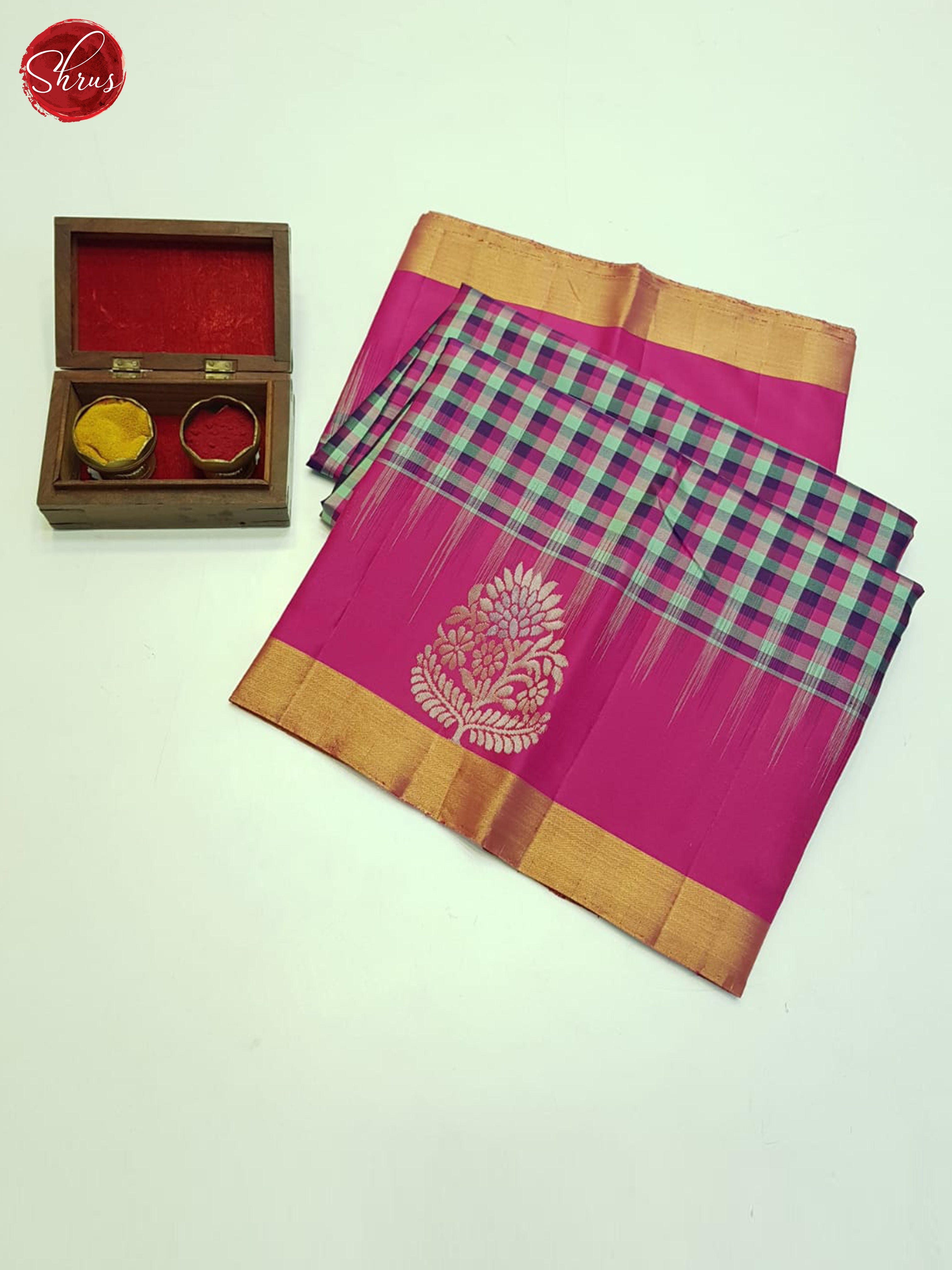 Green & Pink- Soft Silk Saree - Shop on ShrusEternity.com