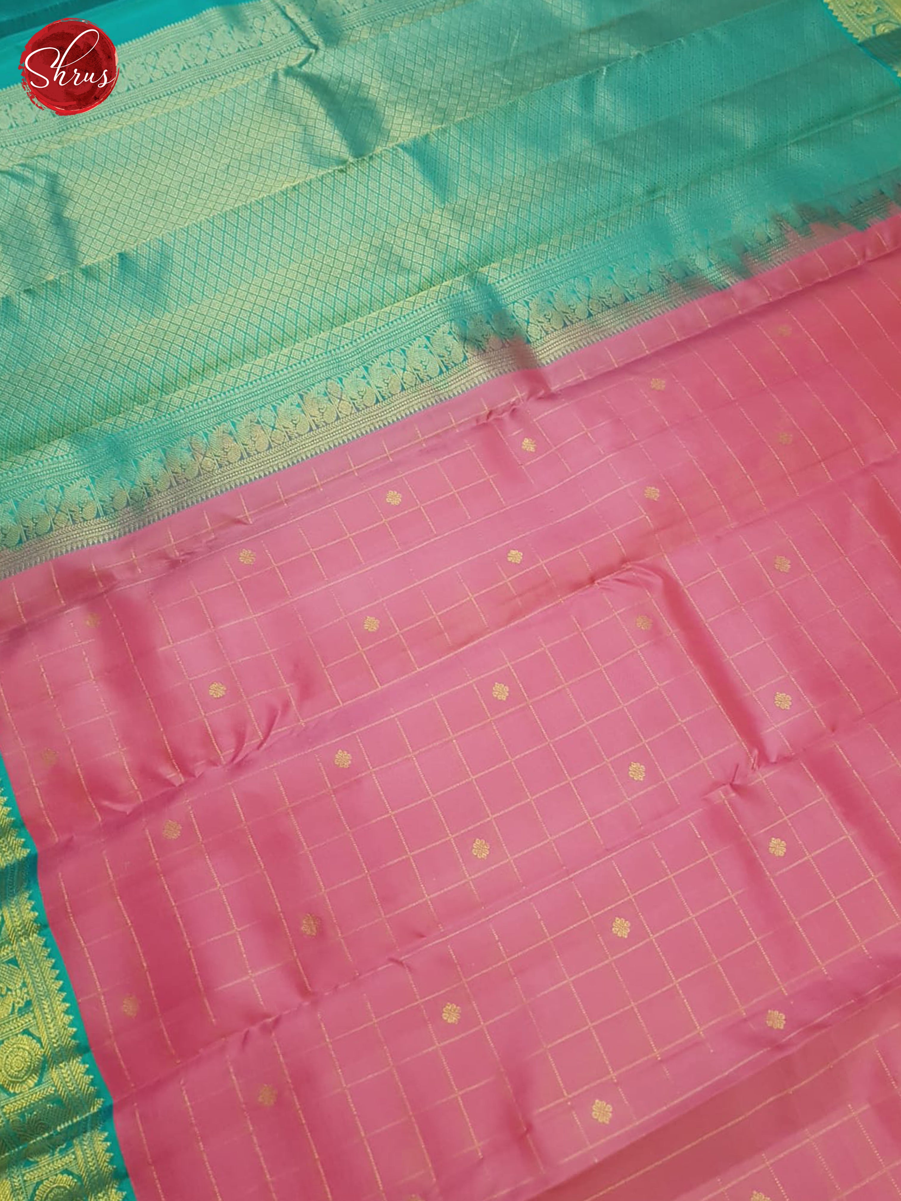 Pink and Blue- Kanchipuram Silk Saree - Shop on ShrusEternity.com