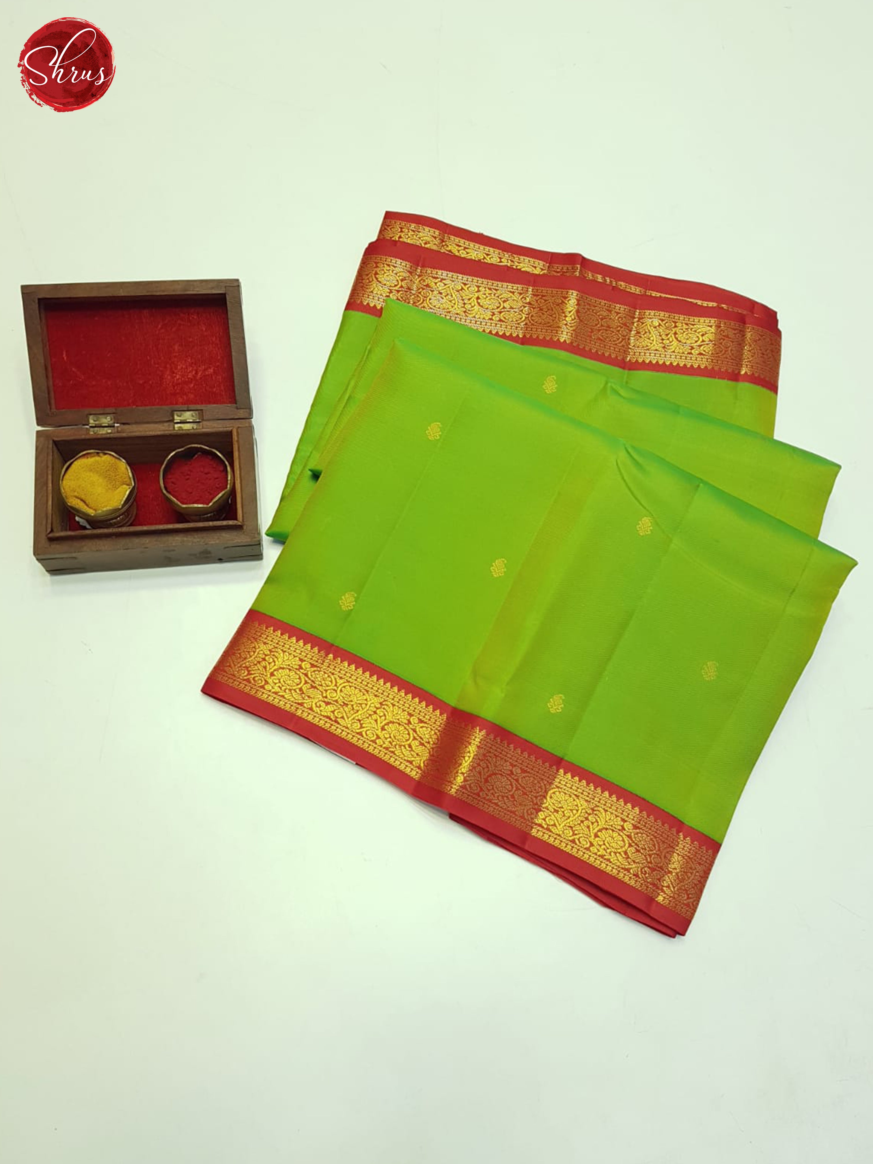 Green And Red- Kanhipuram Silk Saree - Shop on ShrusEternity.com