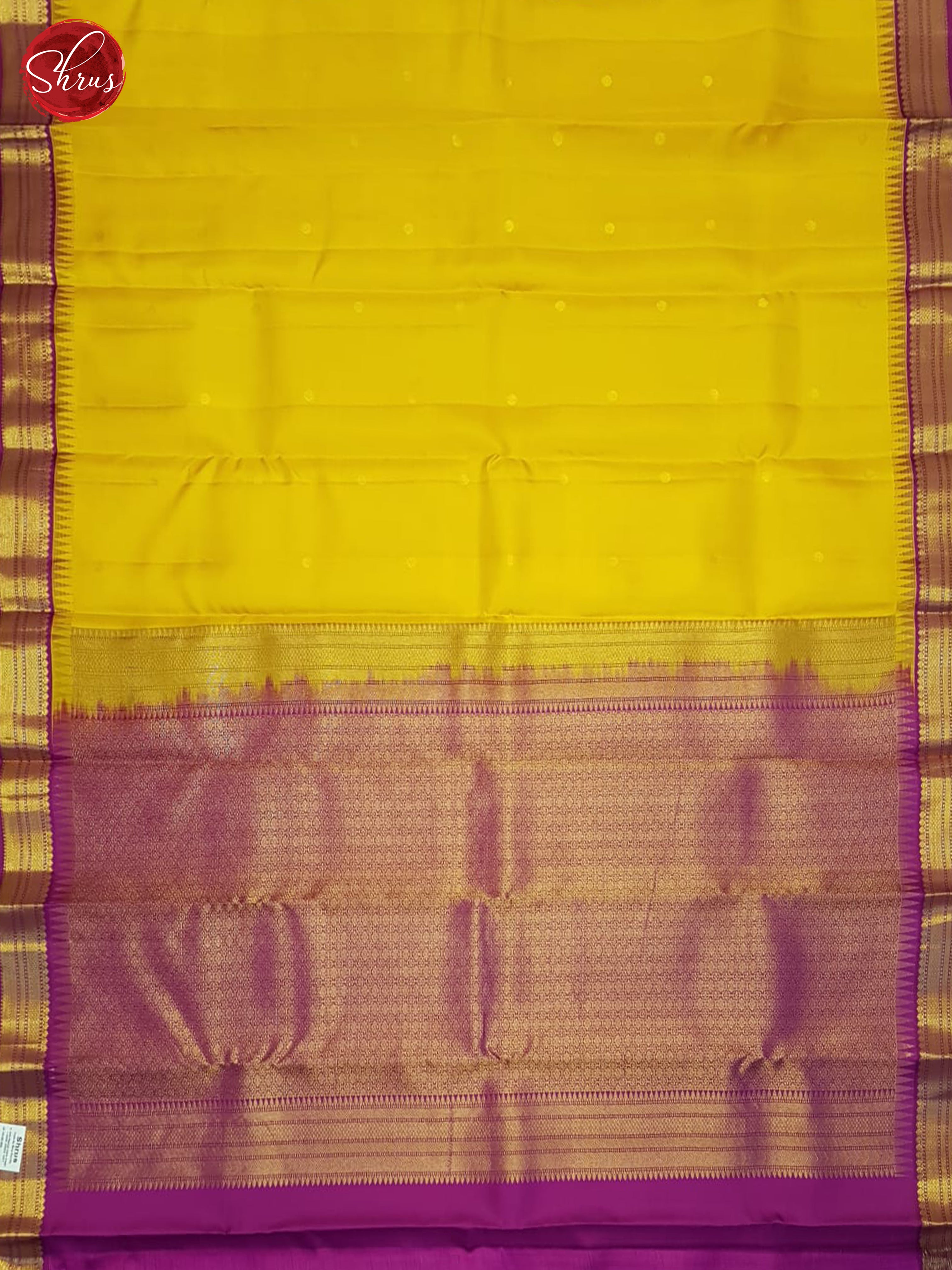 Yellow And Purple- Kanchipuram Silk Saree - Shop on ShrusEternity.com