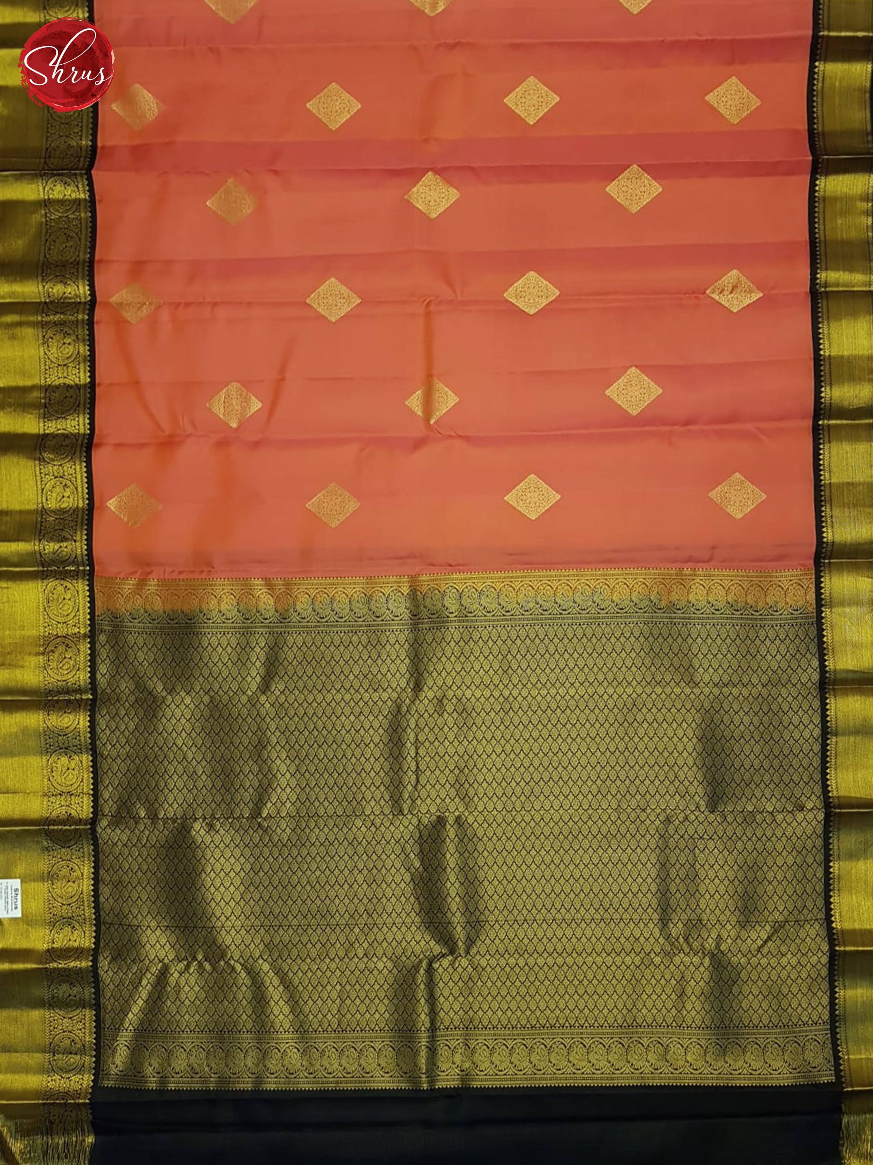 Reddish Pink And Black- Kanchipuram Silk Saree - Shop on ShrusEternity.com