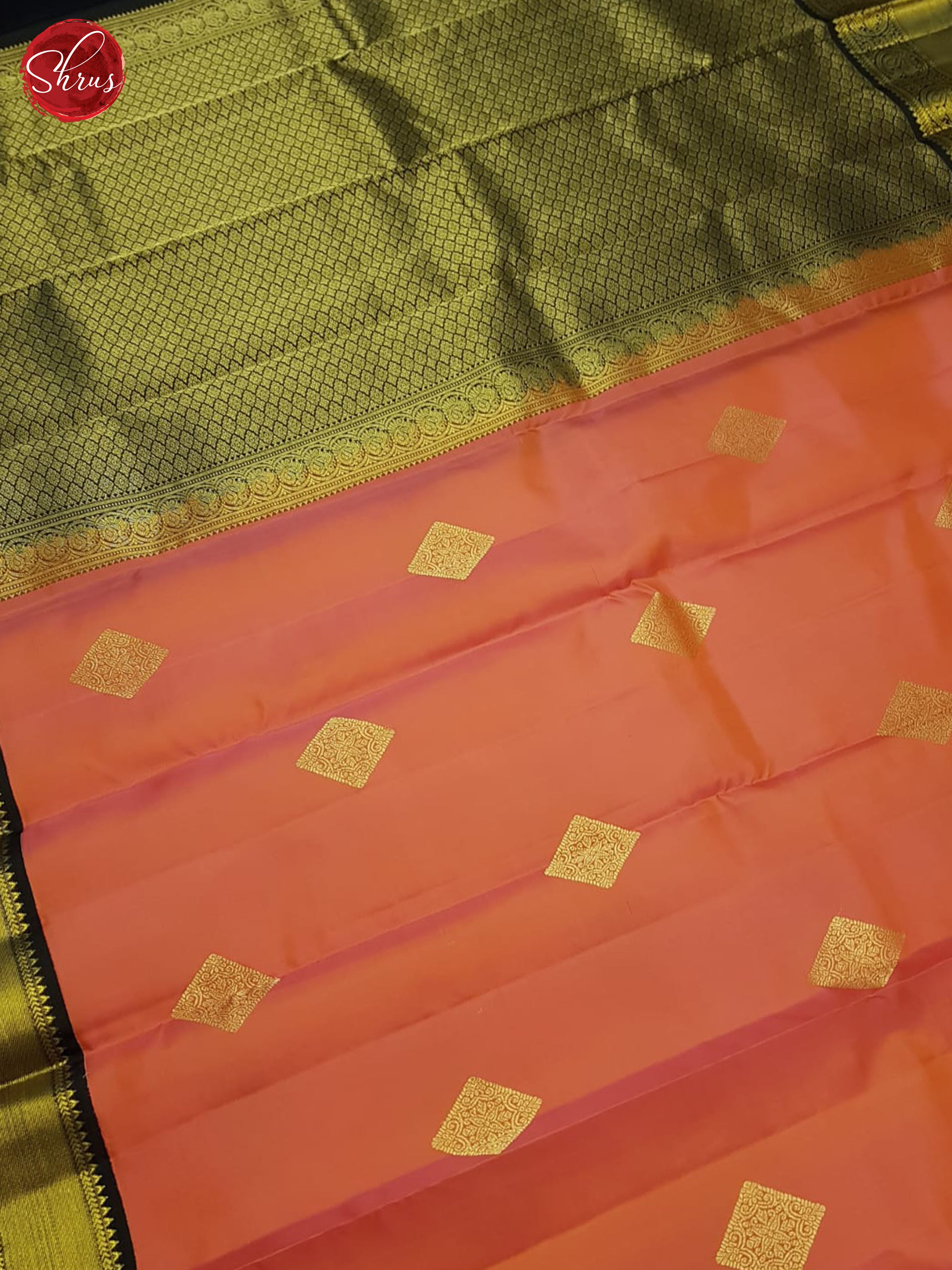 Reddish Pink And Black- Kanchipuram Silk Saree - Shop on ShrusEternity.com
