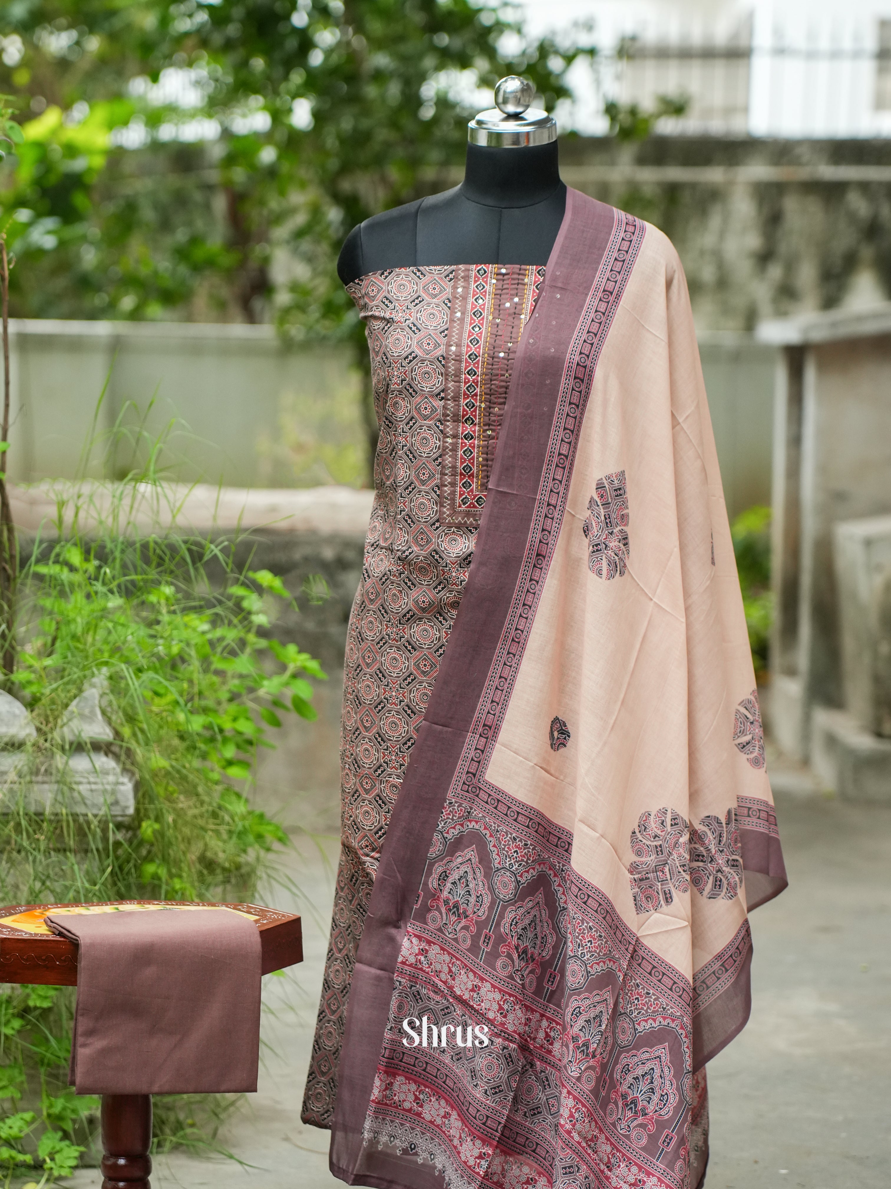 Onion Peel & Cream  - Ajrakh Salwar - Shop on ShrusEternity.com