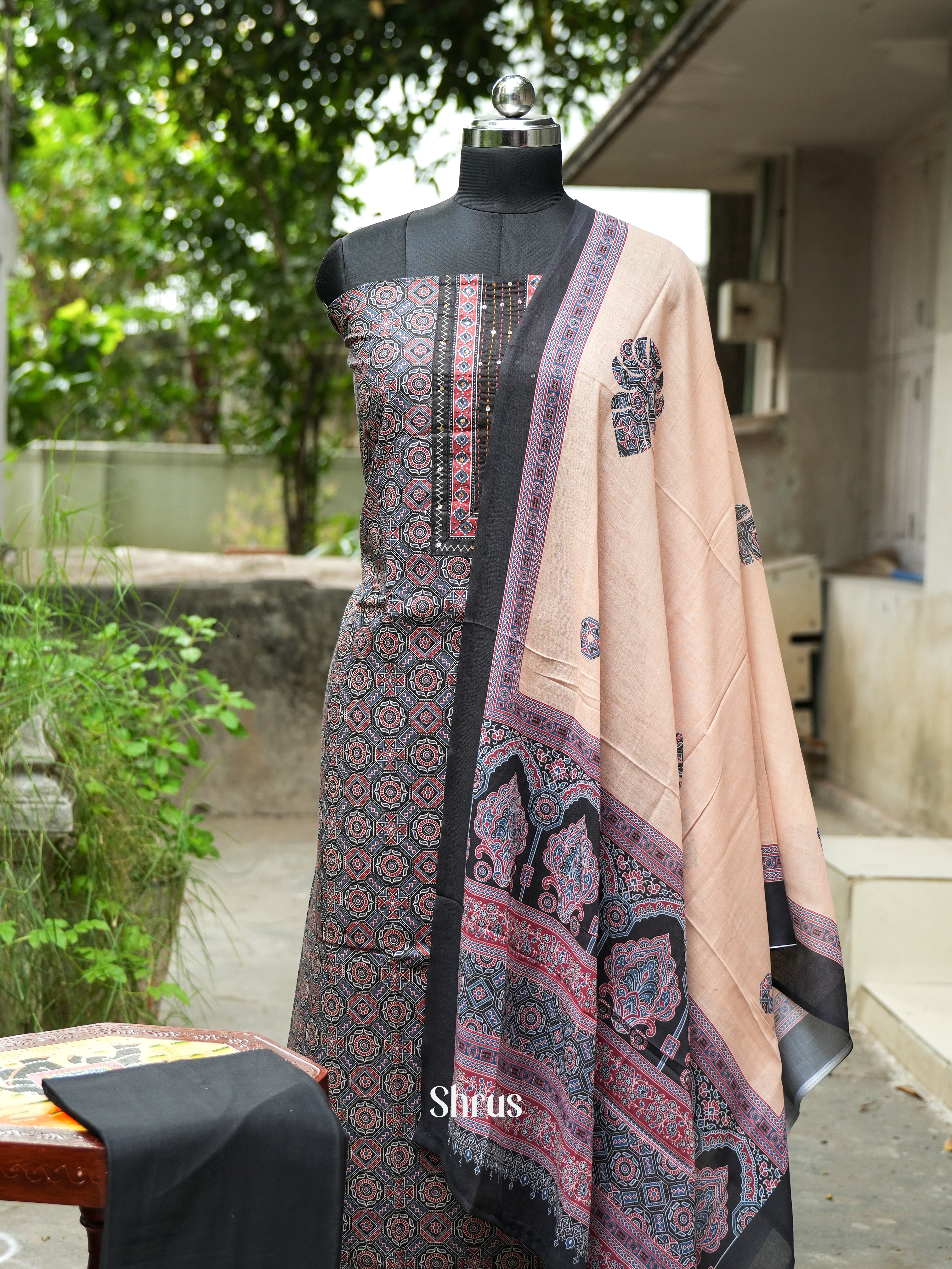 Black & Cream - Ajrakh Salwar - Shop on ShrusEternity.com