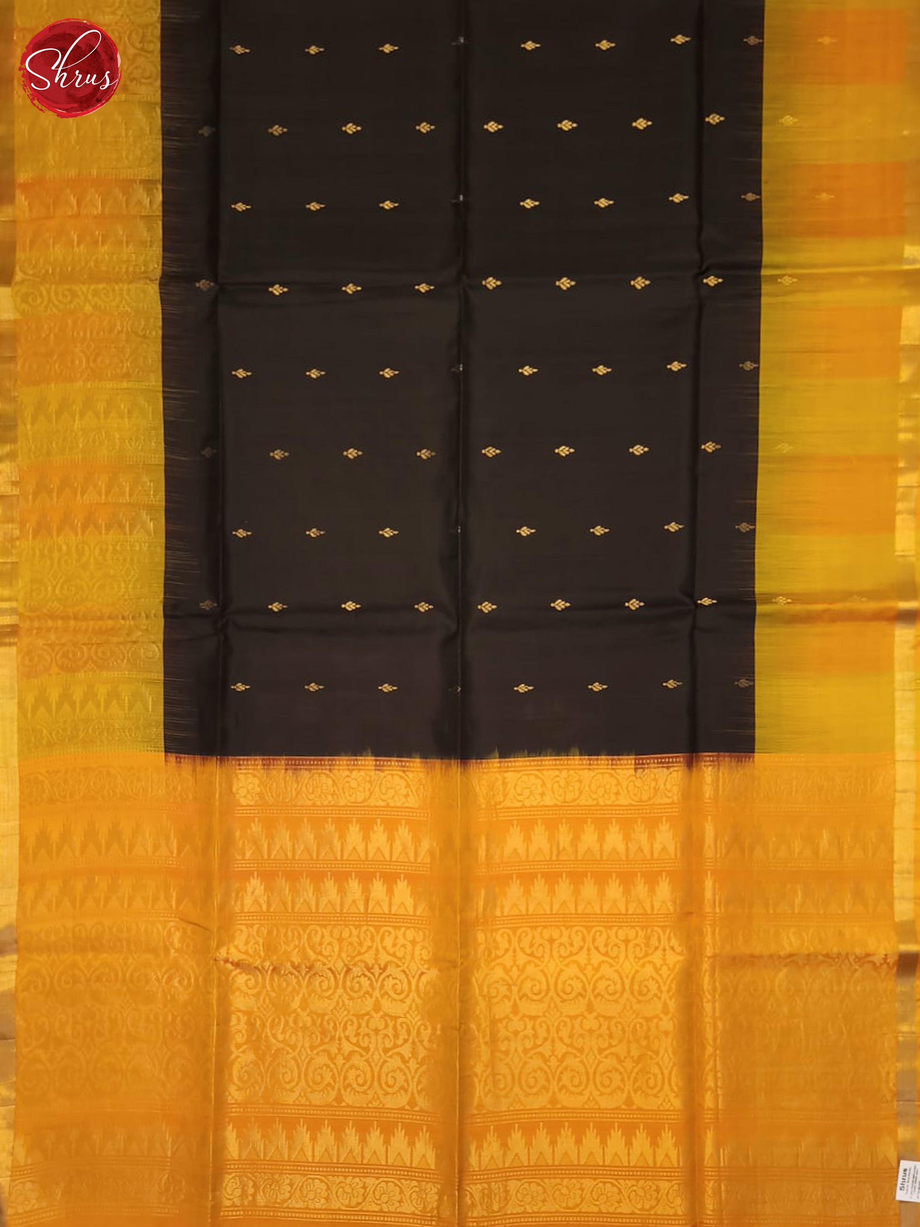 Black And Golden Yellow- Soft Silk Saree