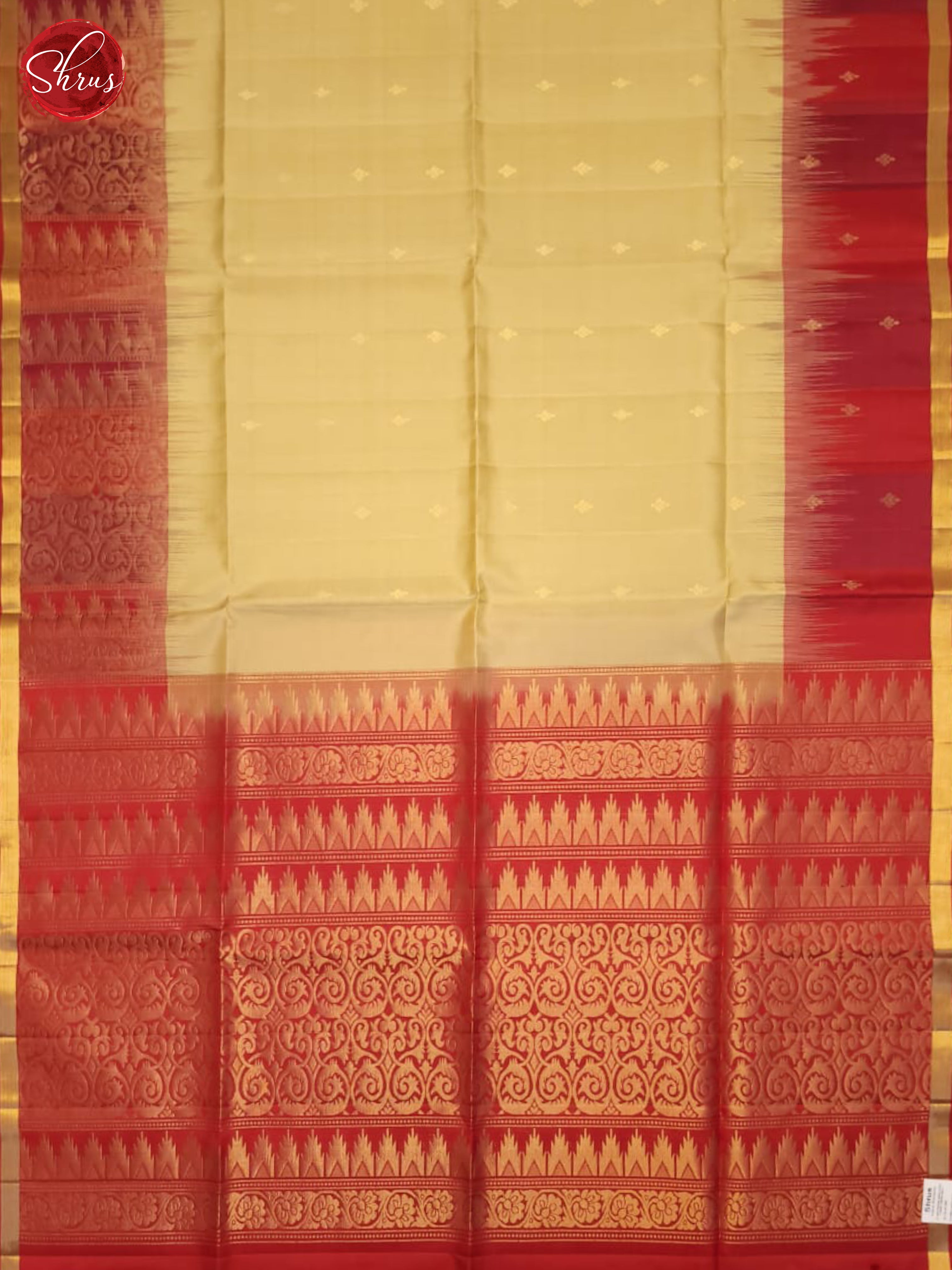 Beige And Red- Soft Silk Saree - Shop on ShrusEternity.com