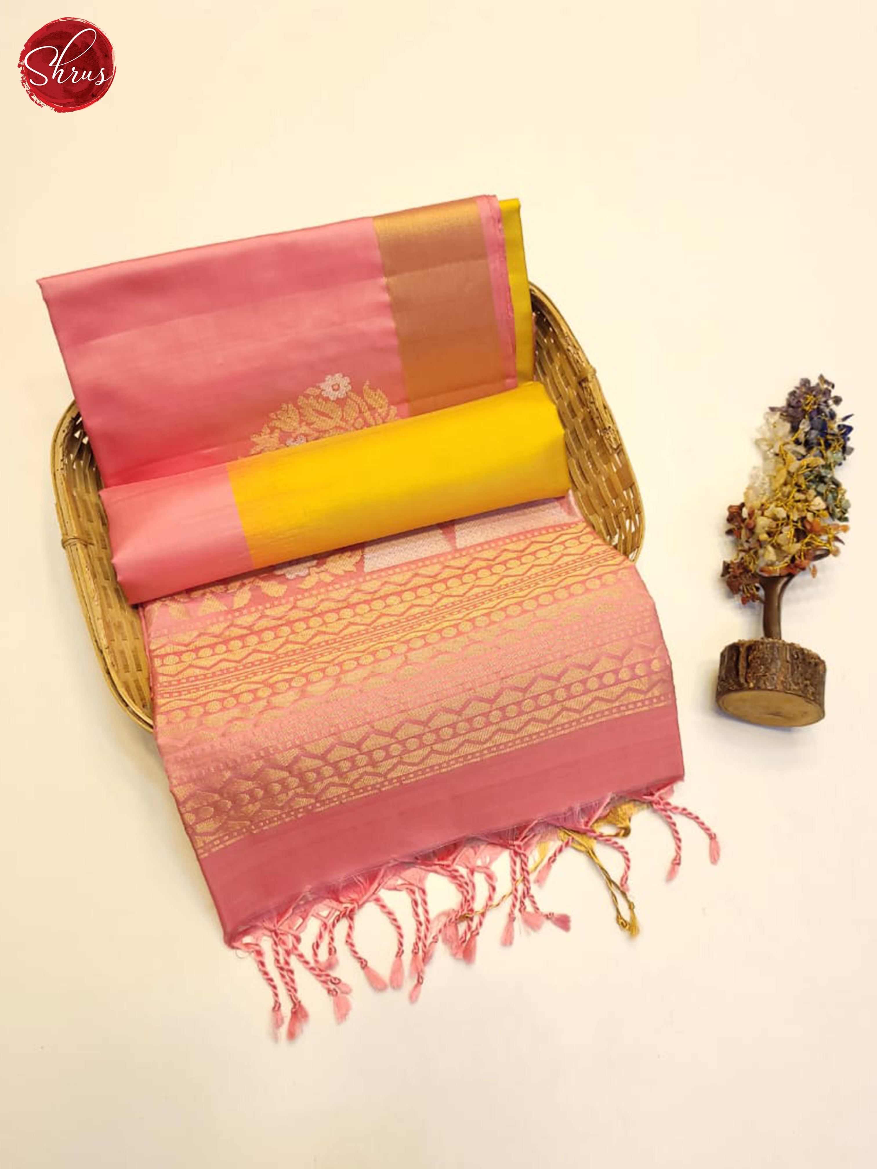 Yellow And Pink- Soft Silk Saree