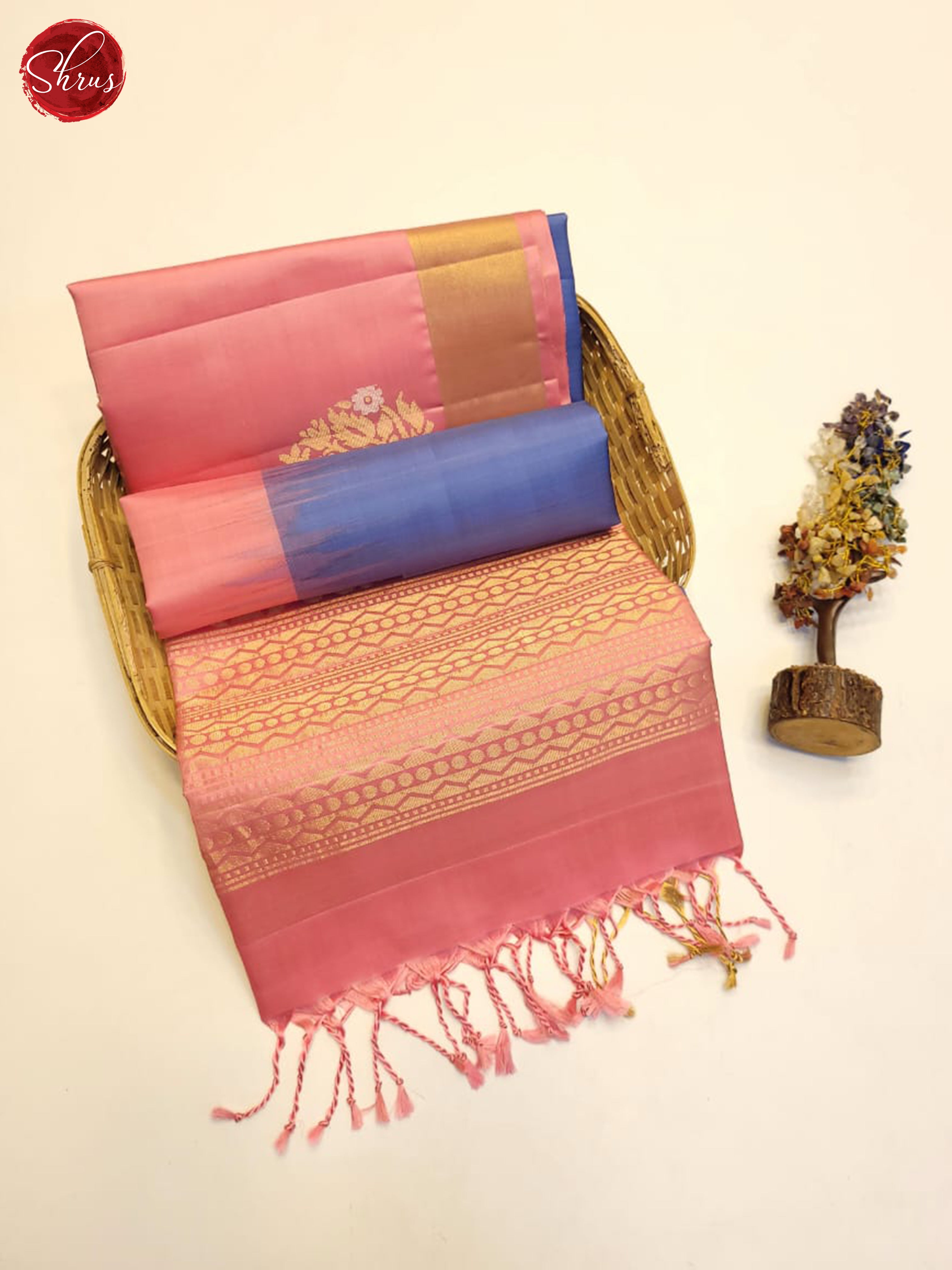 Blue And Pink- Soft Silk Saree