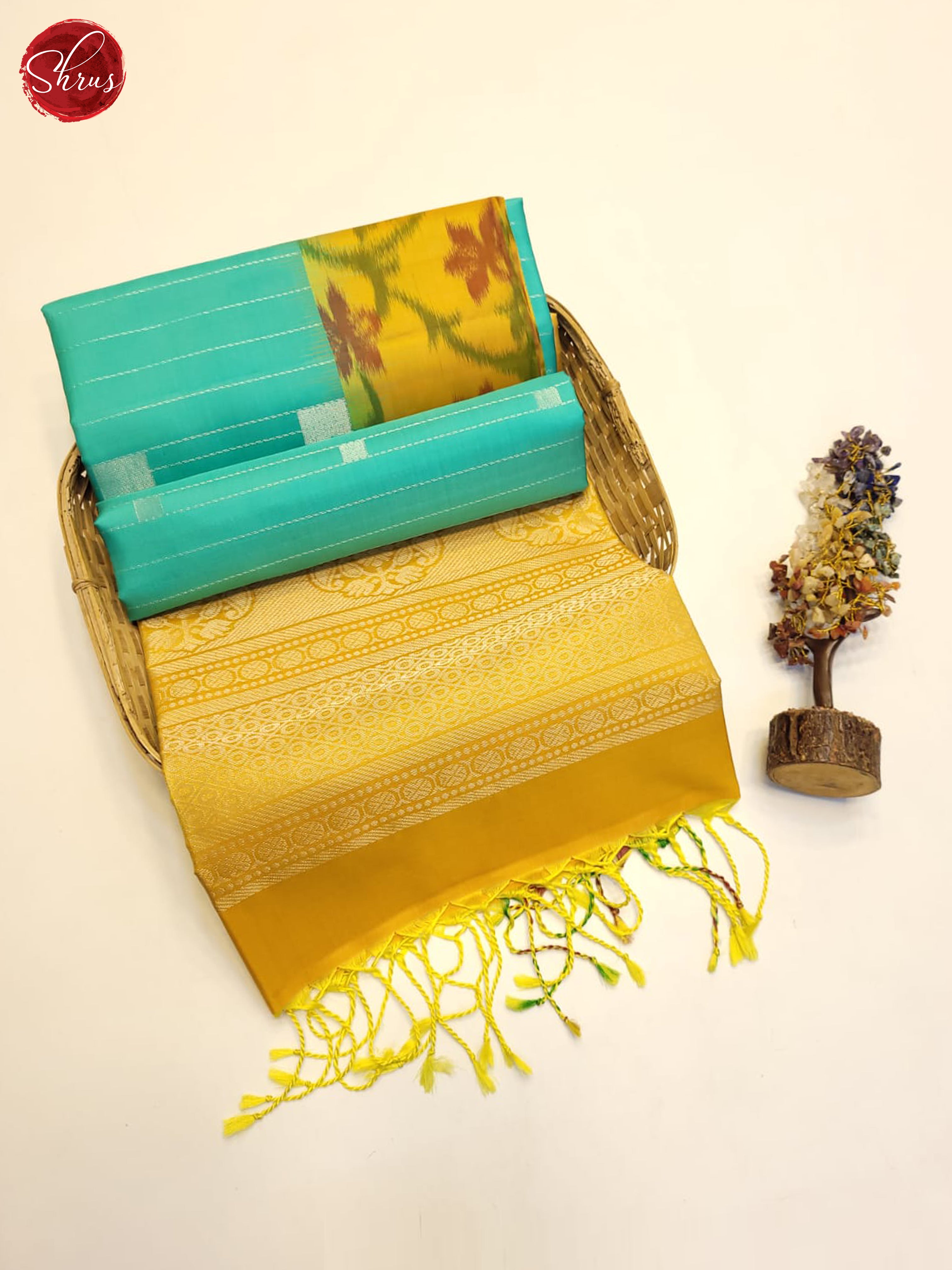 Blue And Yellow- Soft Silk Saree