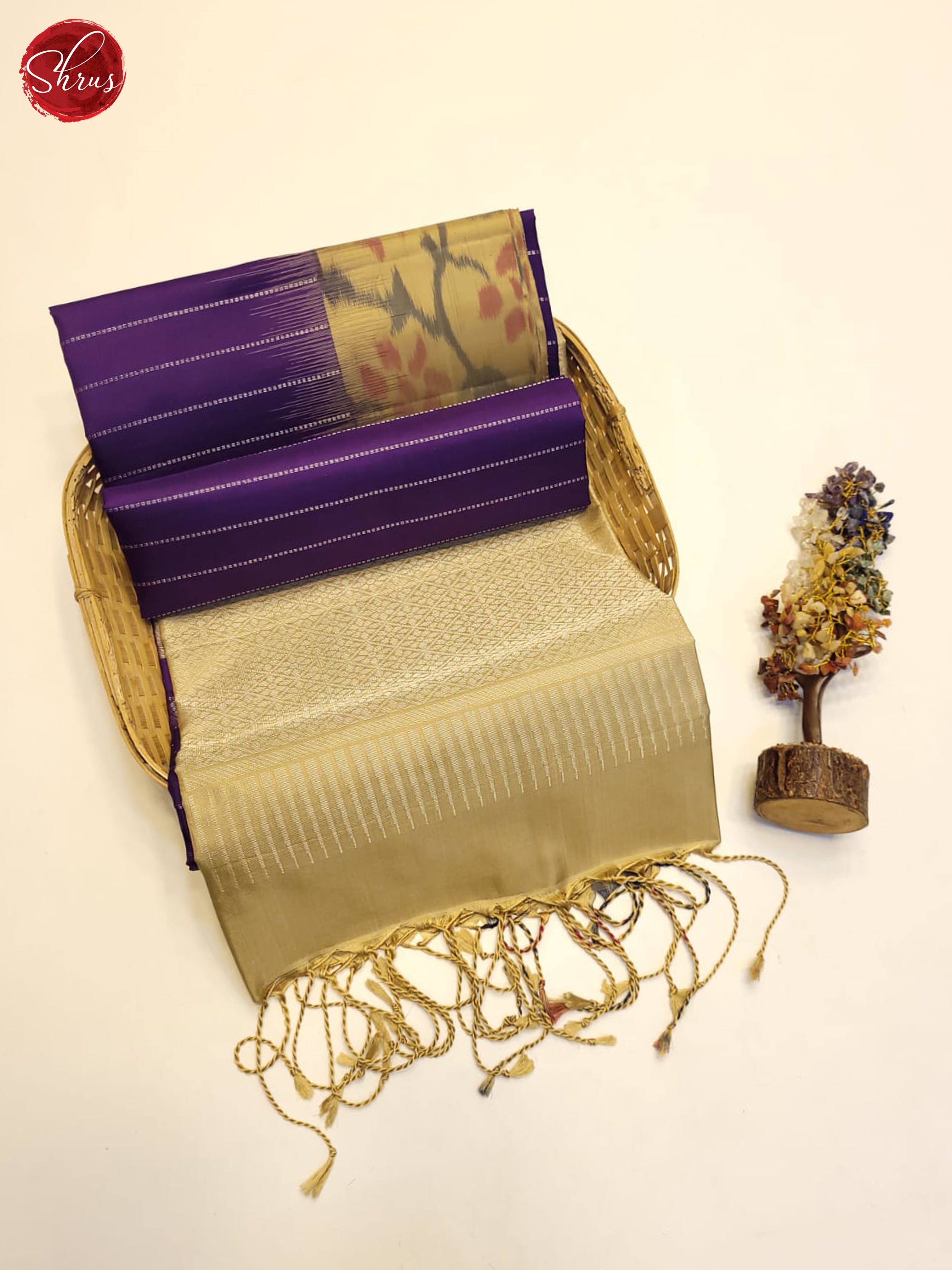 Purple And Beige- Soft Silk Saree - Shop on ShrusEternity.com