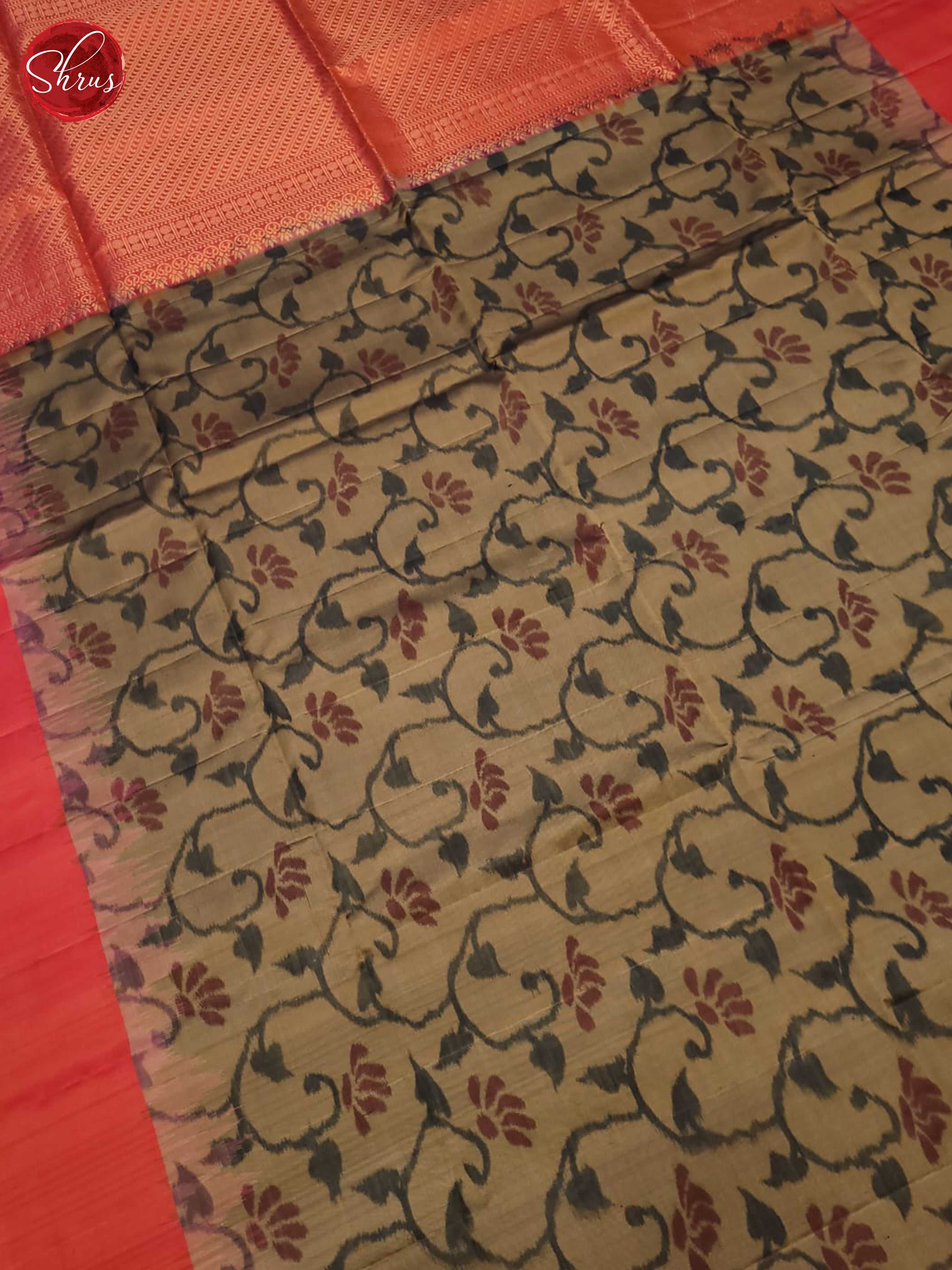 Grey And Orangish Pink- Soft Silk Saree - Shop on ShrusEternity.com