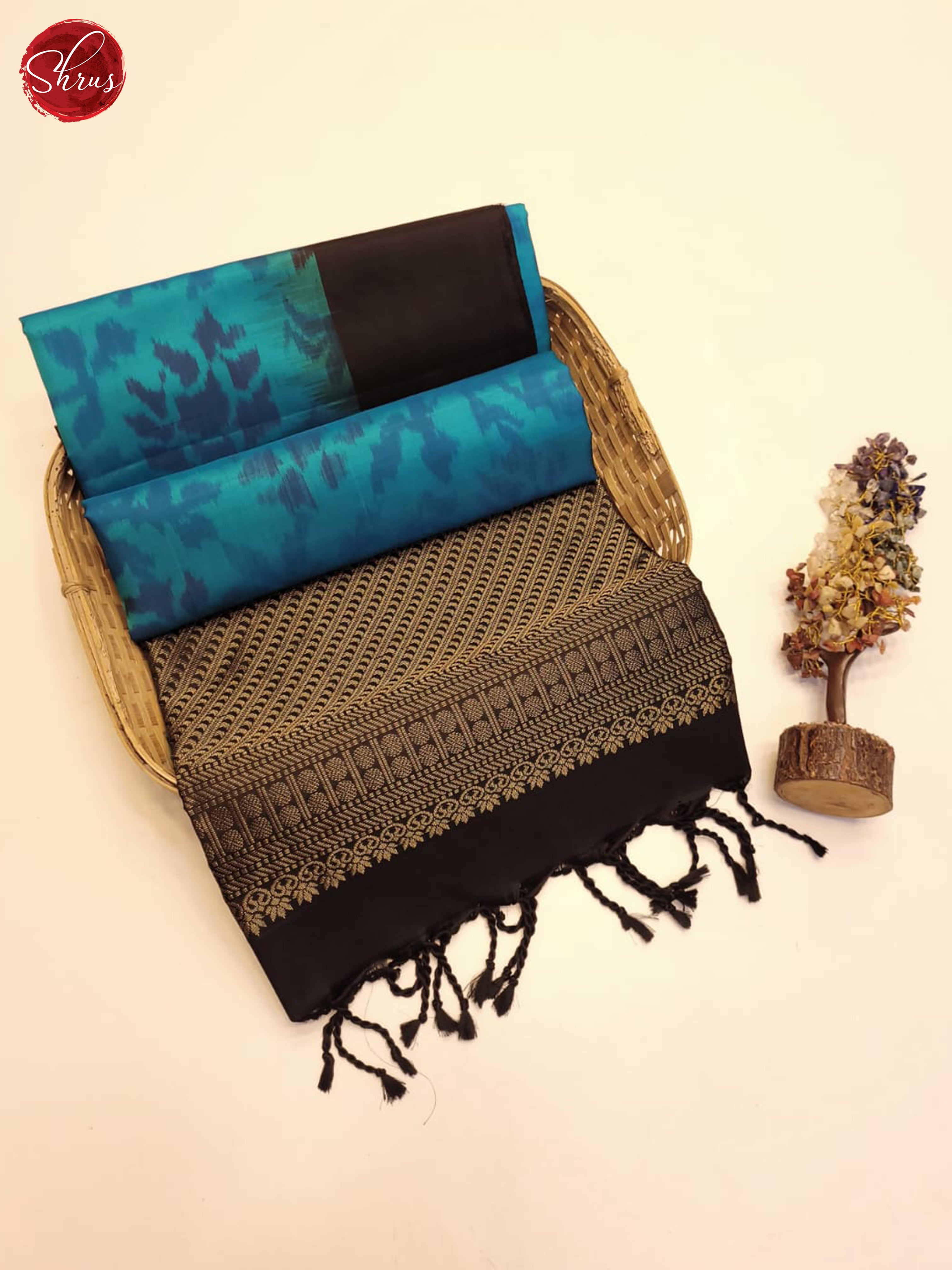 Blue And Black- Soft Silk Saree