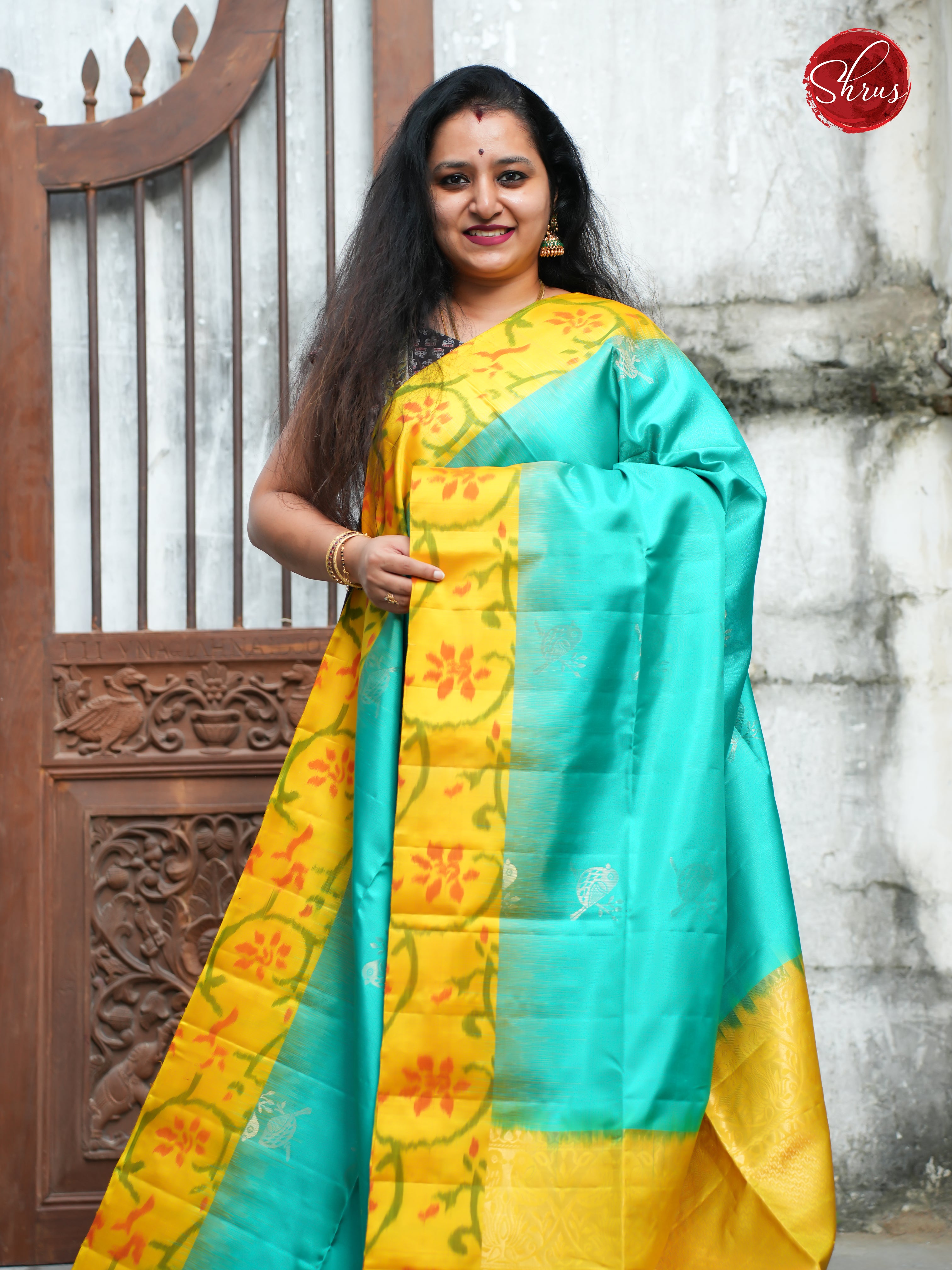 Green & Yellow - Soft Silk Saree - Shop on ShrusEternity.com