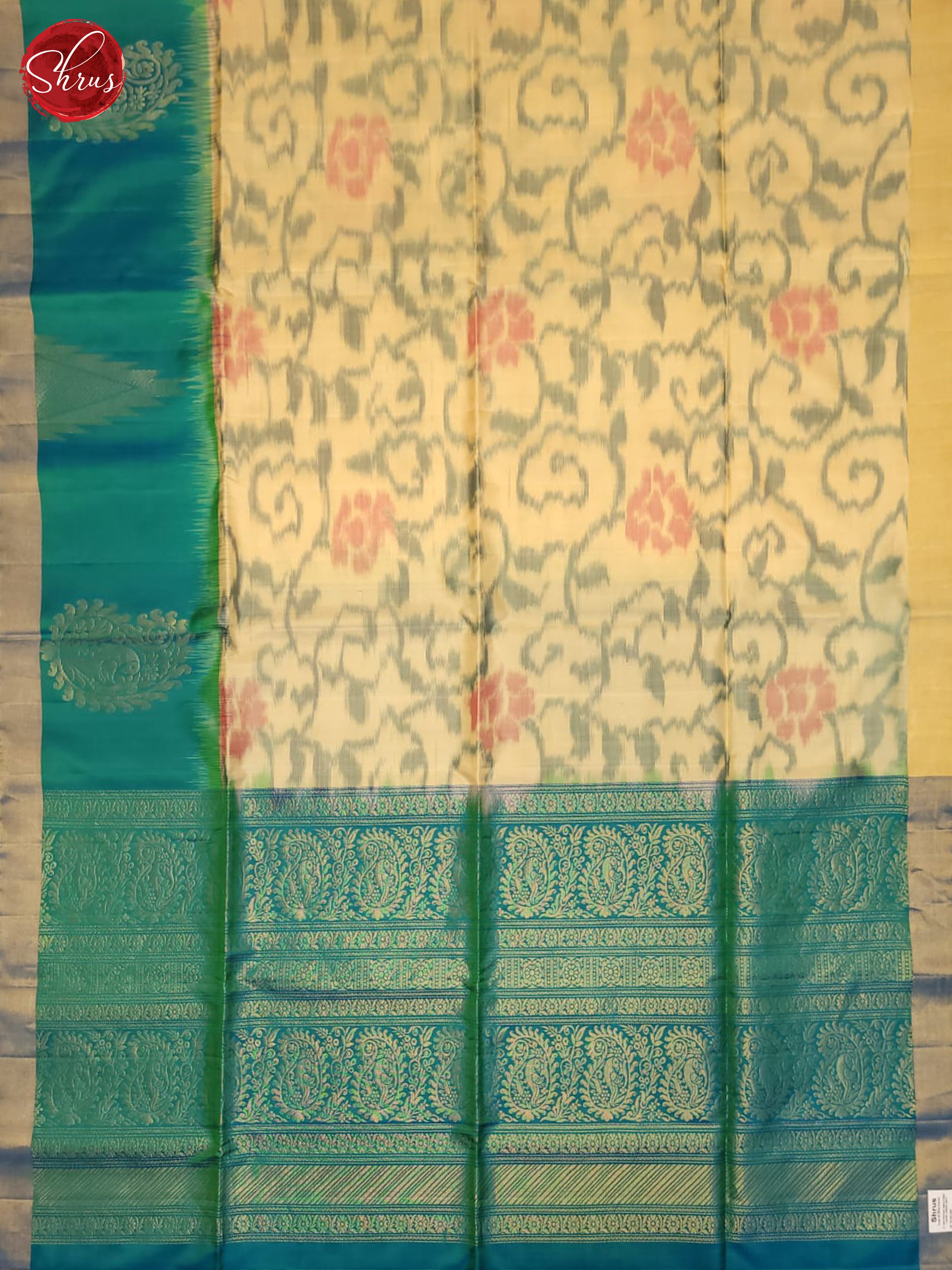Beige And Blue- Soft Silk Saree - Shop on ShrusEternity.com