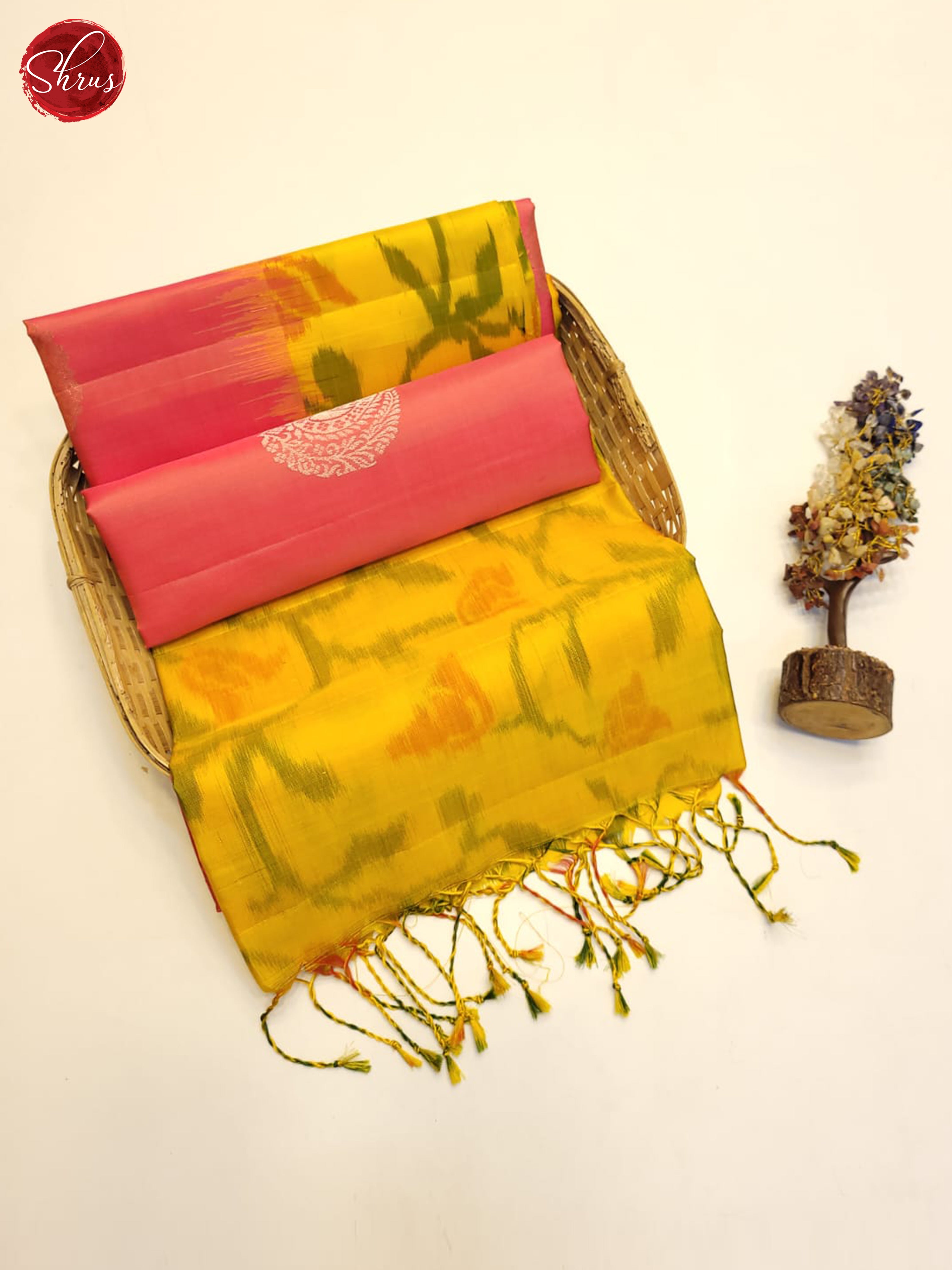 Pink And Yellow- Soft Silk Saree - Shop on ShrusEternity.com
