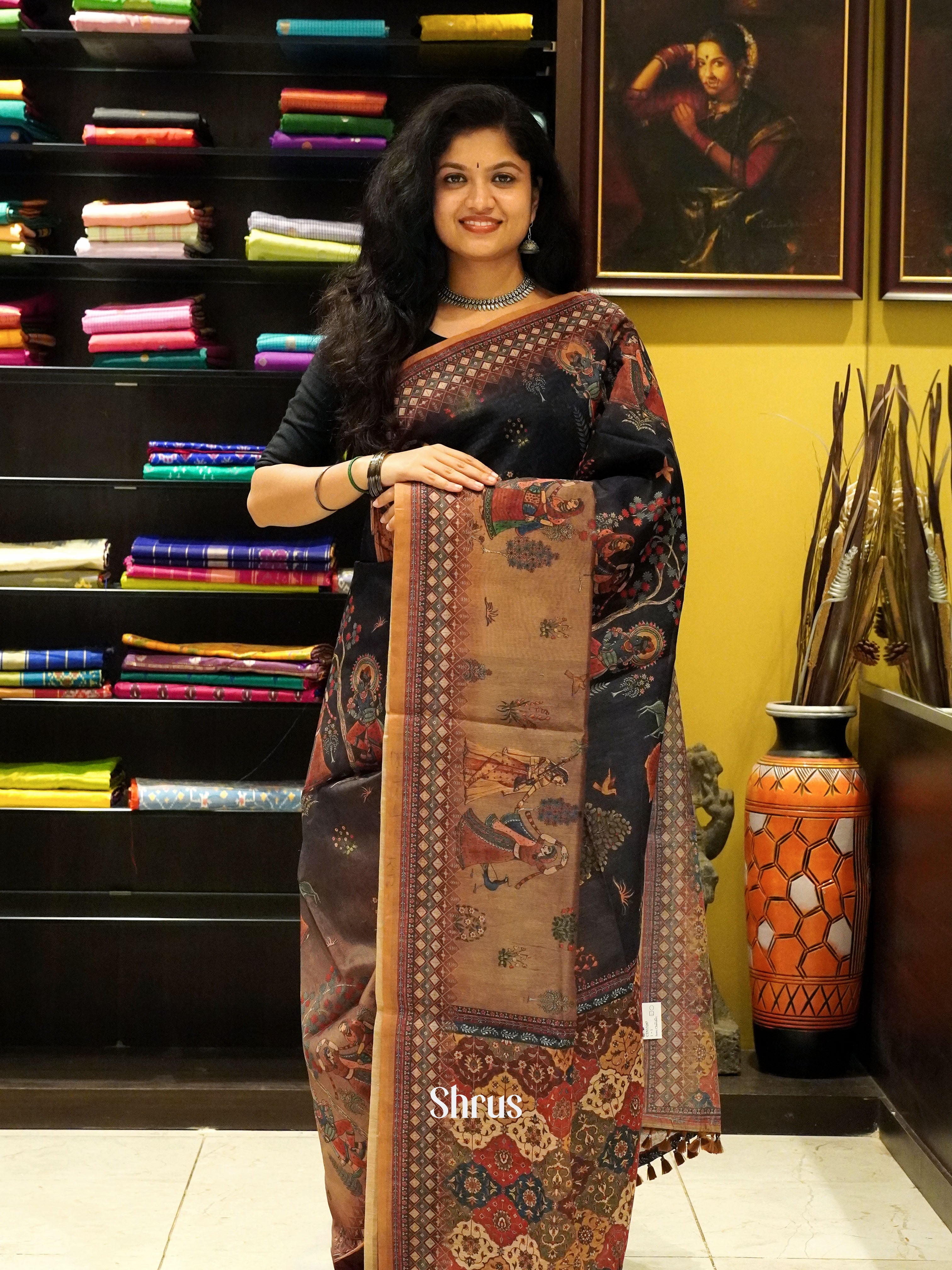 Black & Brown -Semi Chanderi