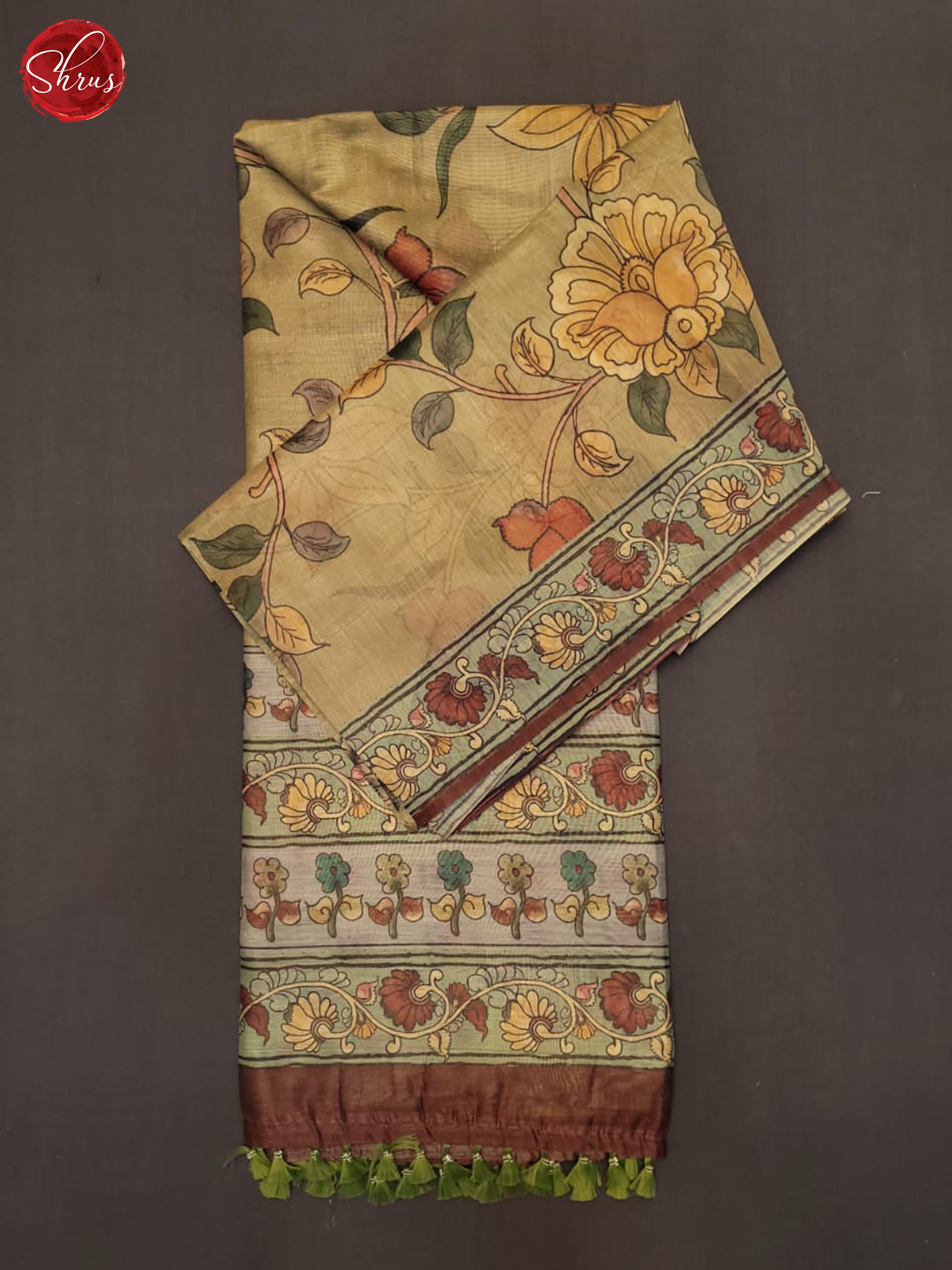 Green & Brown- Semi Chanderi Saree - Shop on ShrusEternity.com