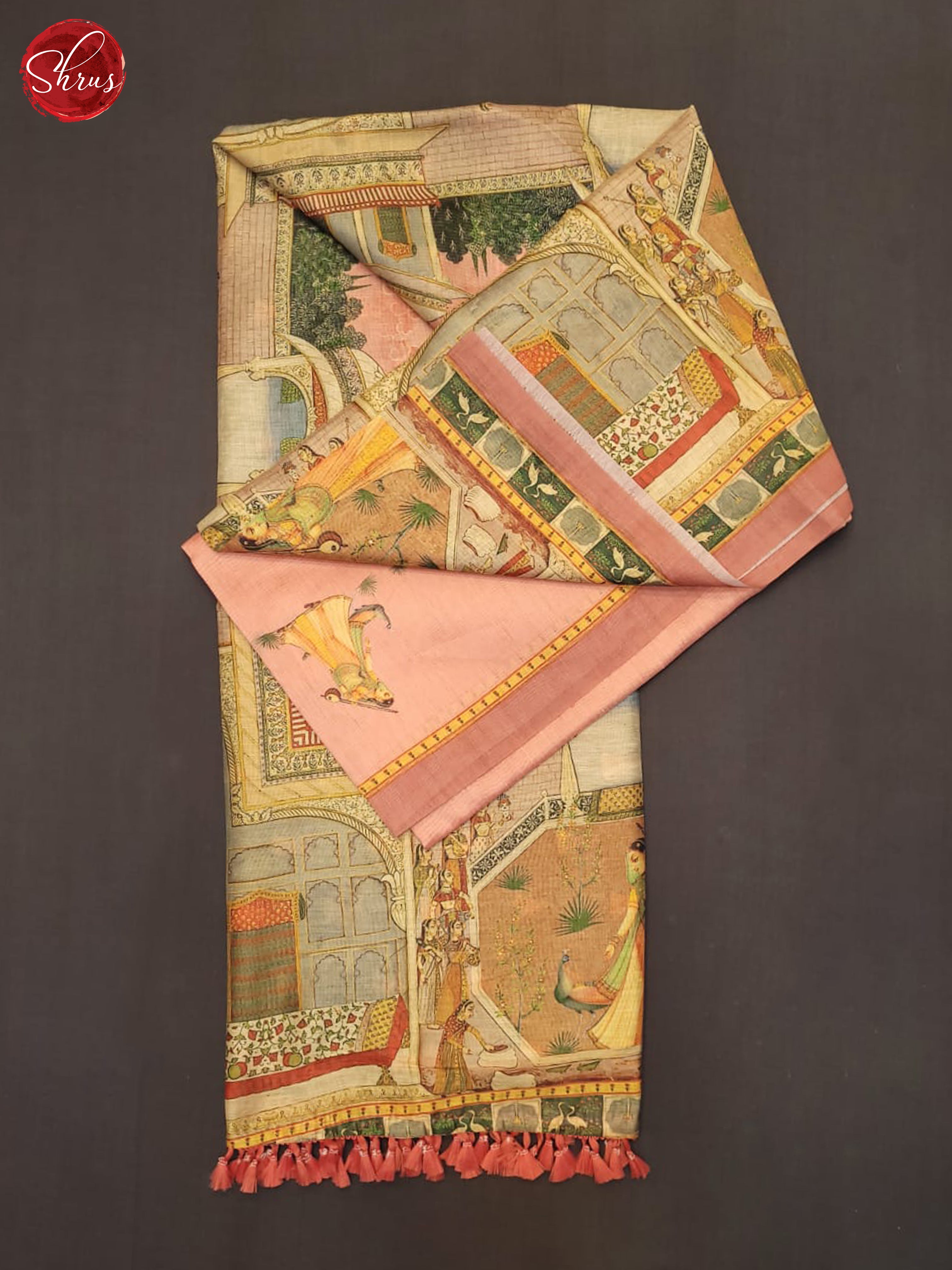 Pink & Green - Semi Chanderi Saree - Shop on ShrusEternity.com