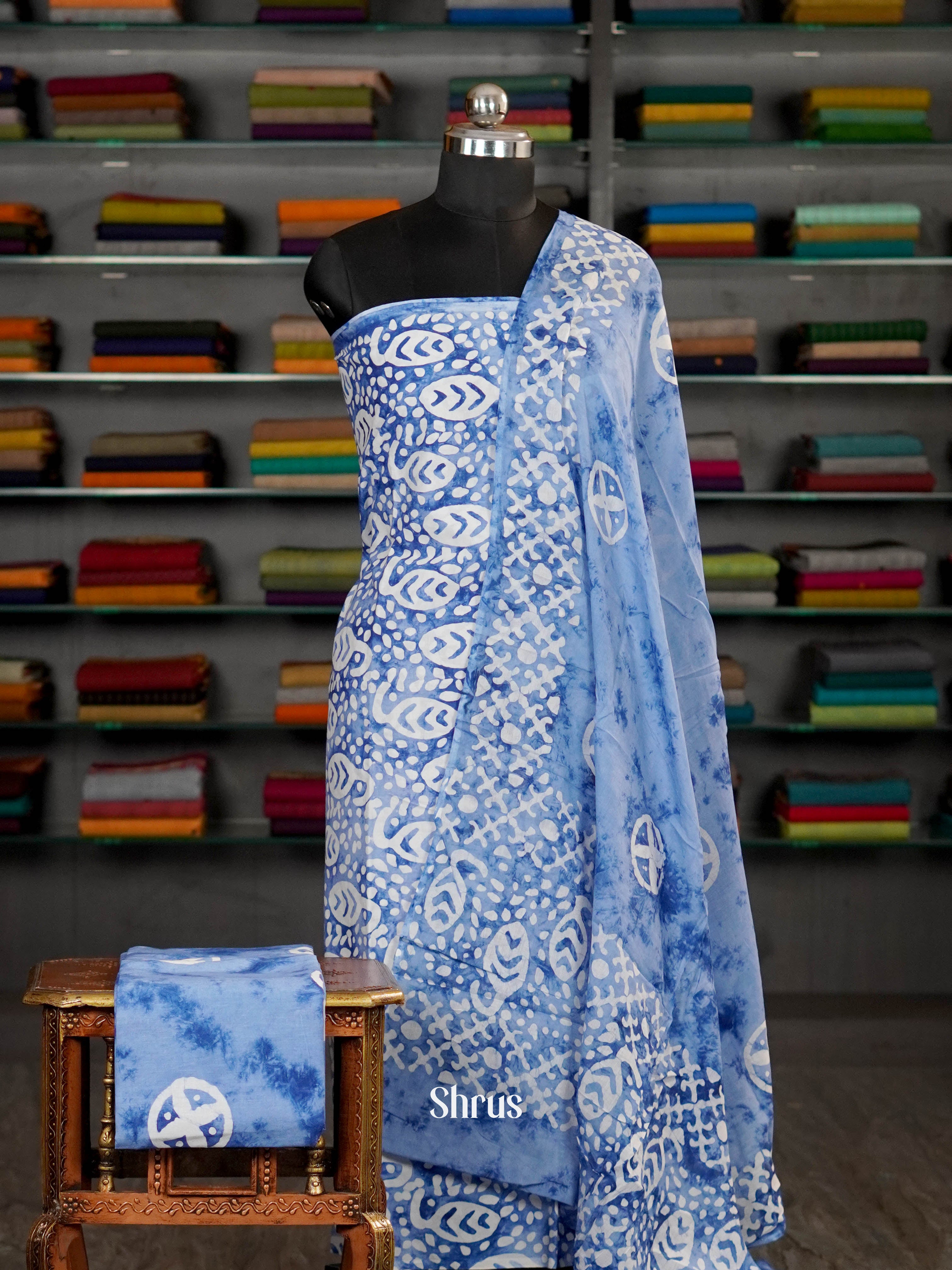 Blue & white  - Cotton salwar