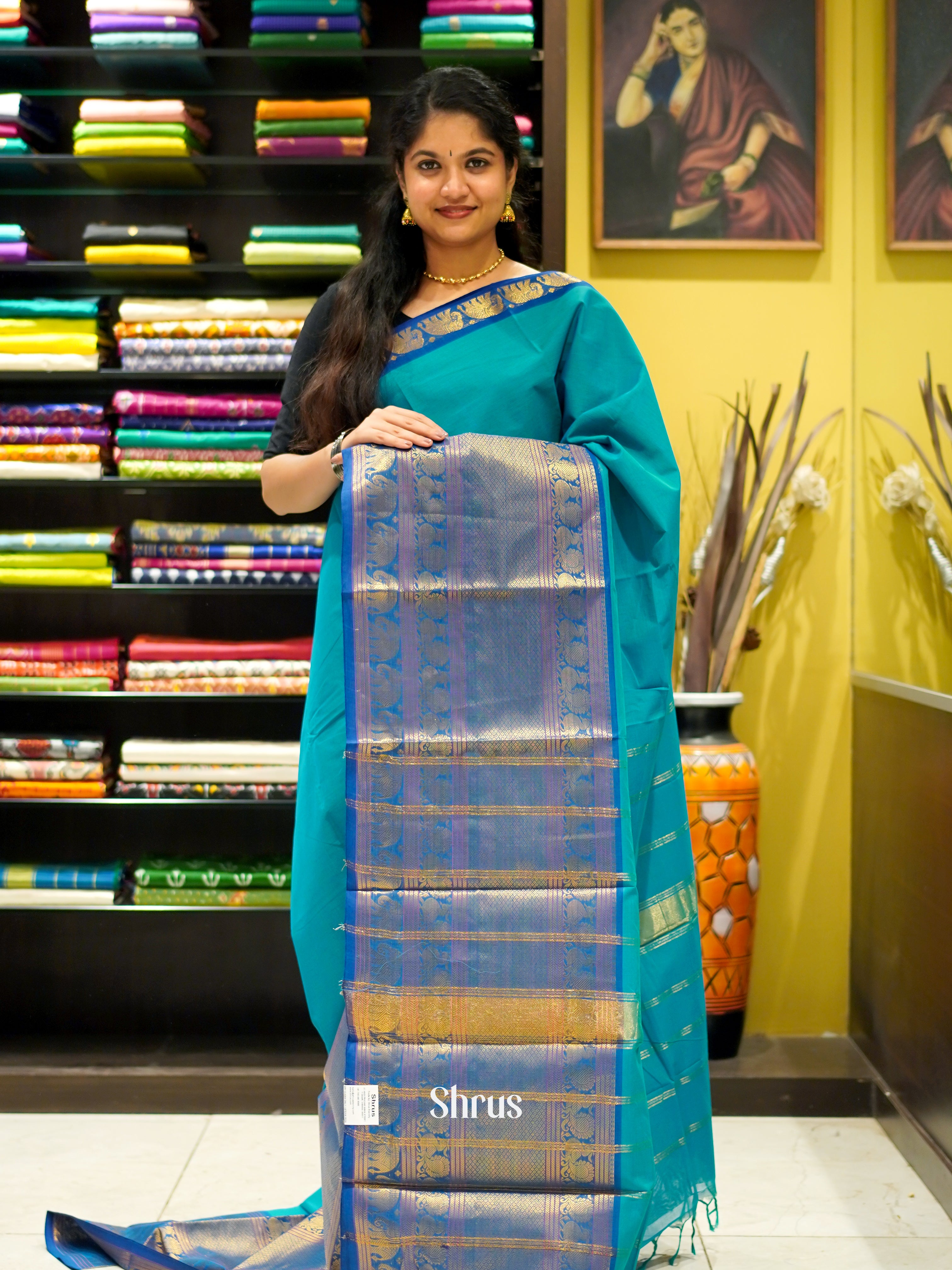 Teal & Blue - Narayanpet Cotton - Shop on ShrusEternity.com