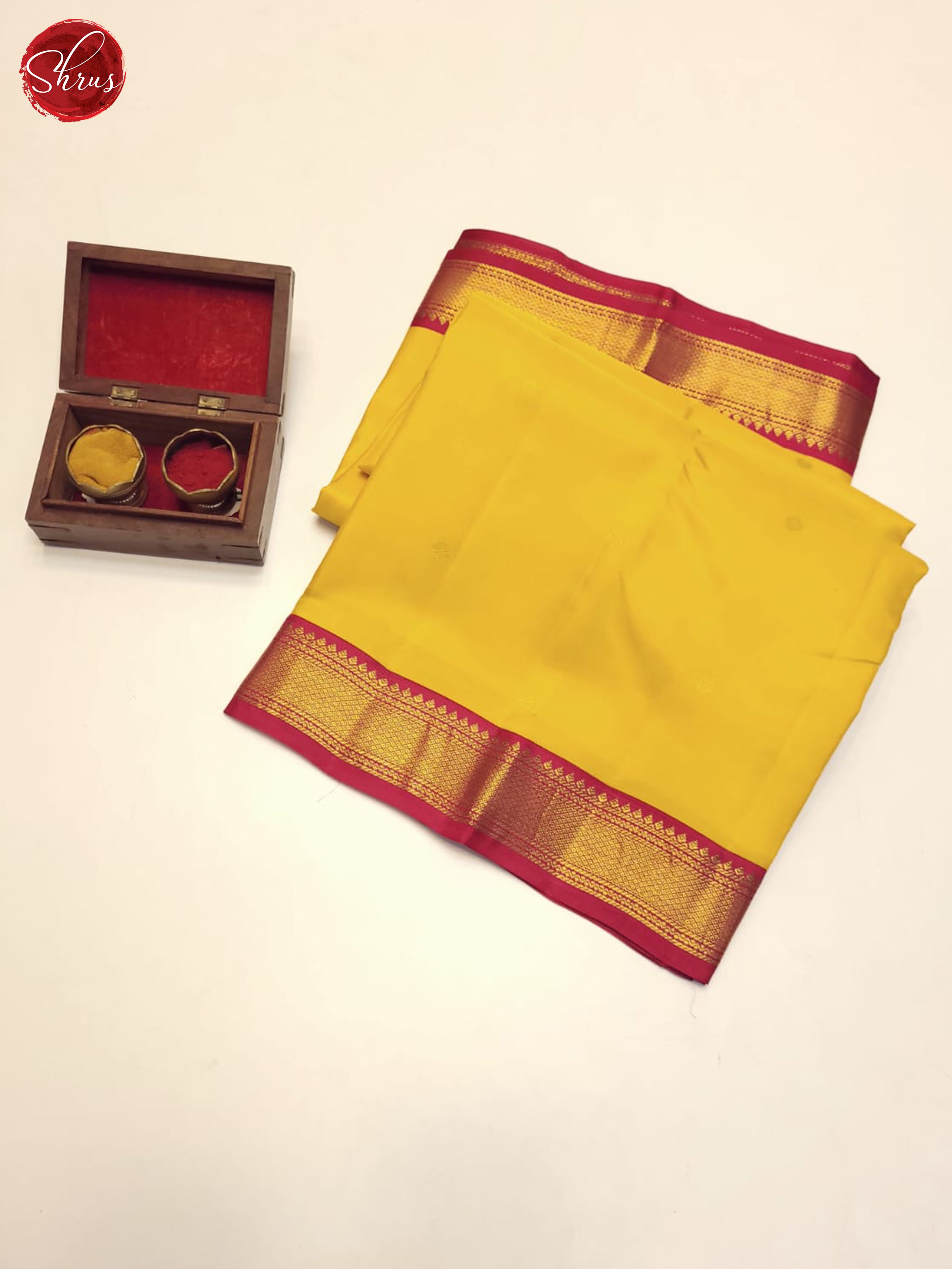 Yellow & Pink - Kanchipuram silk Saree - Shop on ShrusEternity.com