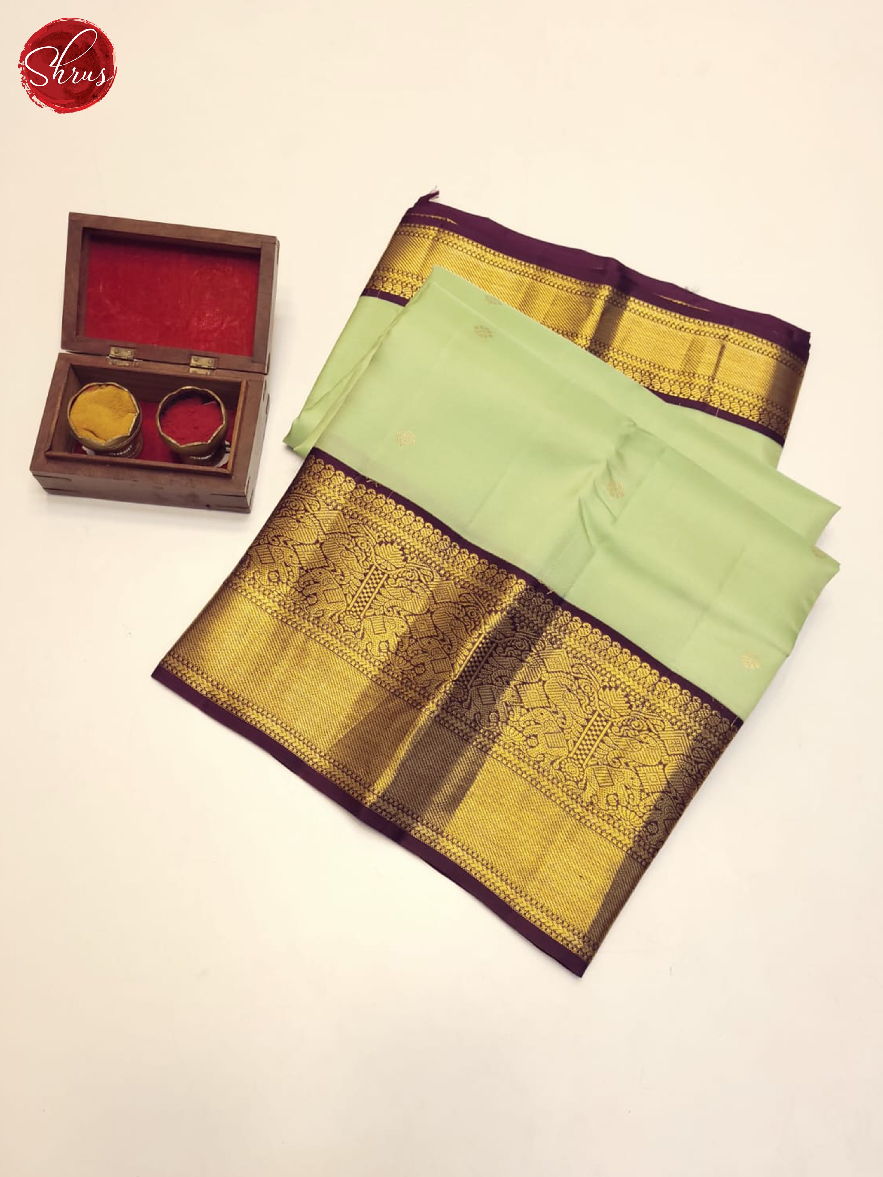 Green & Wine  - Kanchipuram silk Saree - Shop on ShrusEternity.com