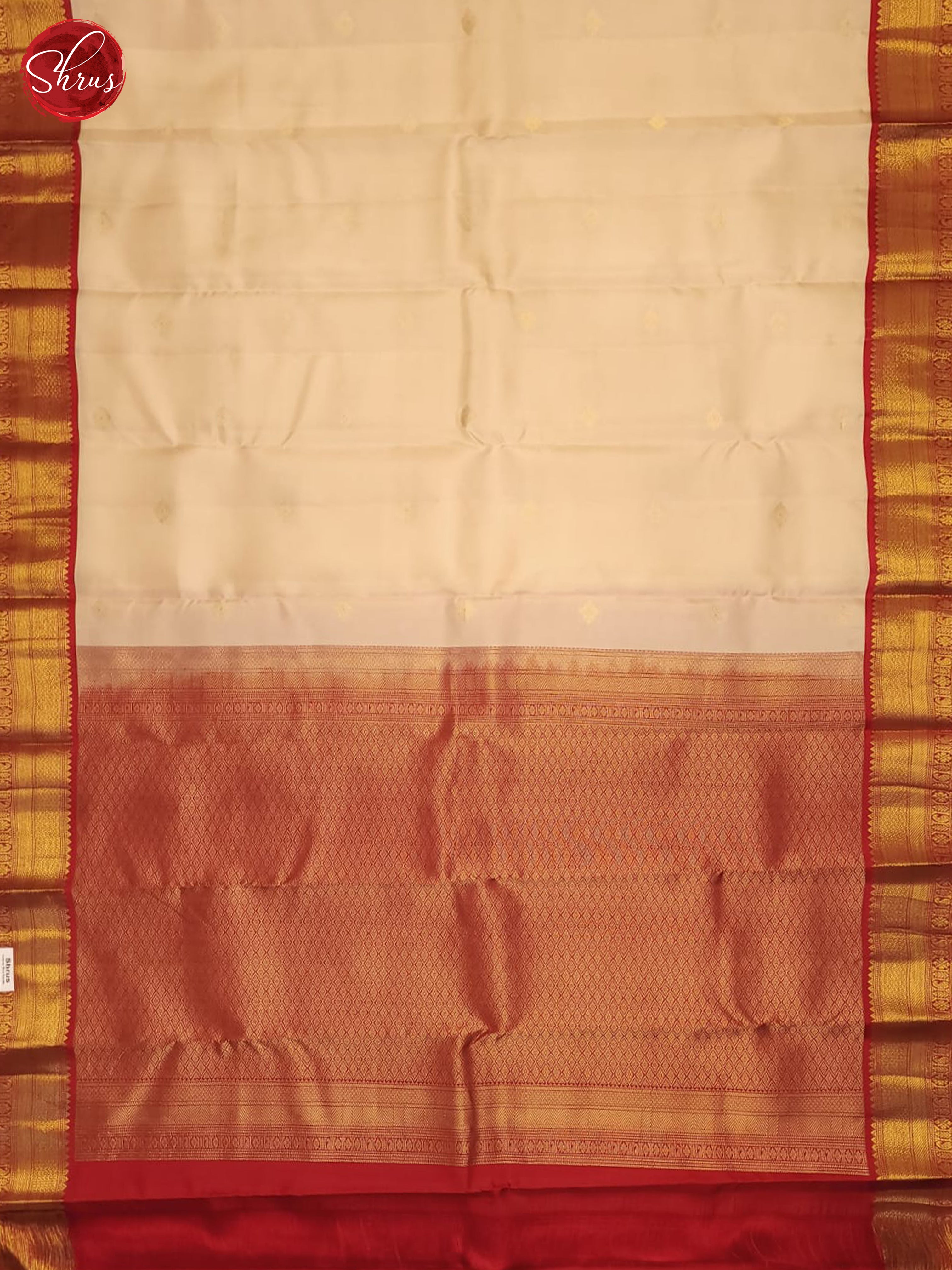 Cream And Red - Kanchipuram Silk Saree - Shop on ShrusEternity.com