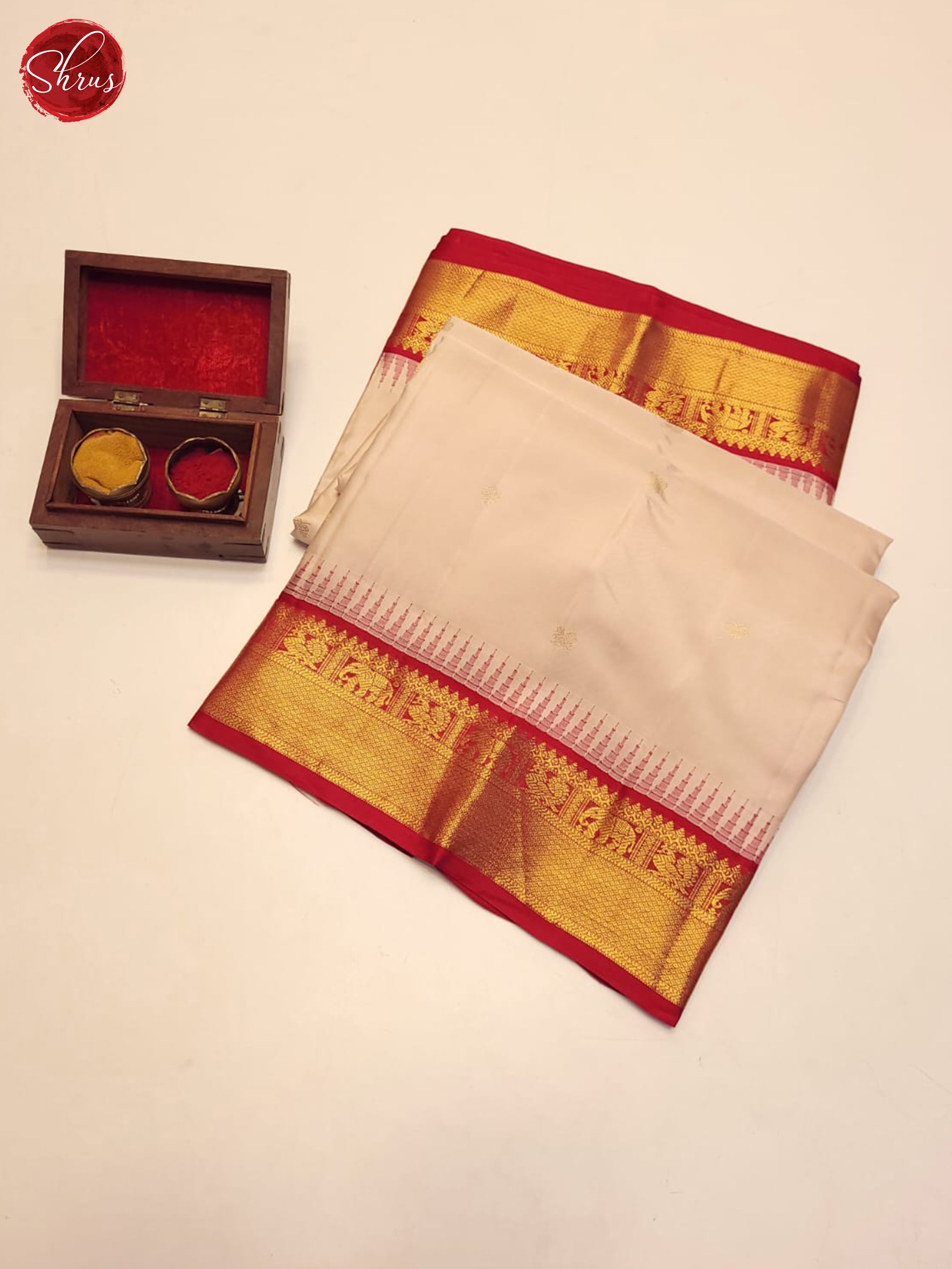 Cream And Red - Kanchipuram Silk Saree