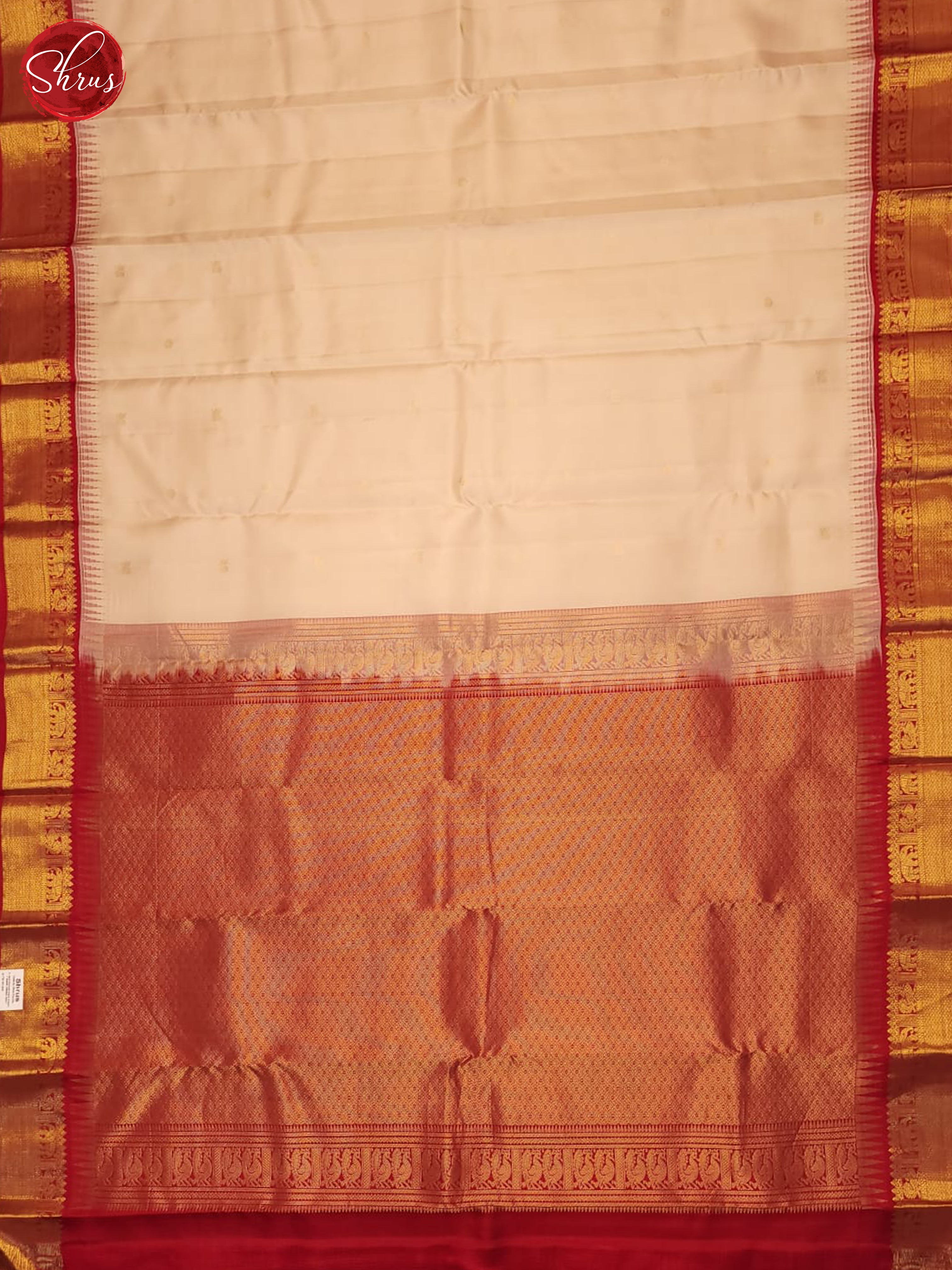 Cream And Red - Kanchipuram Silk Saree