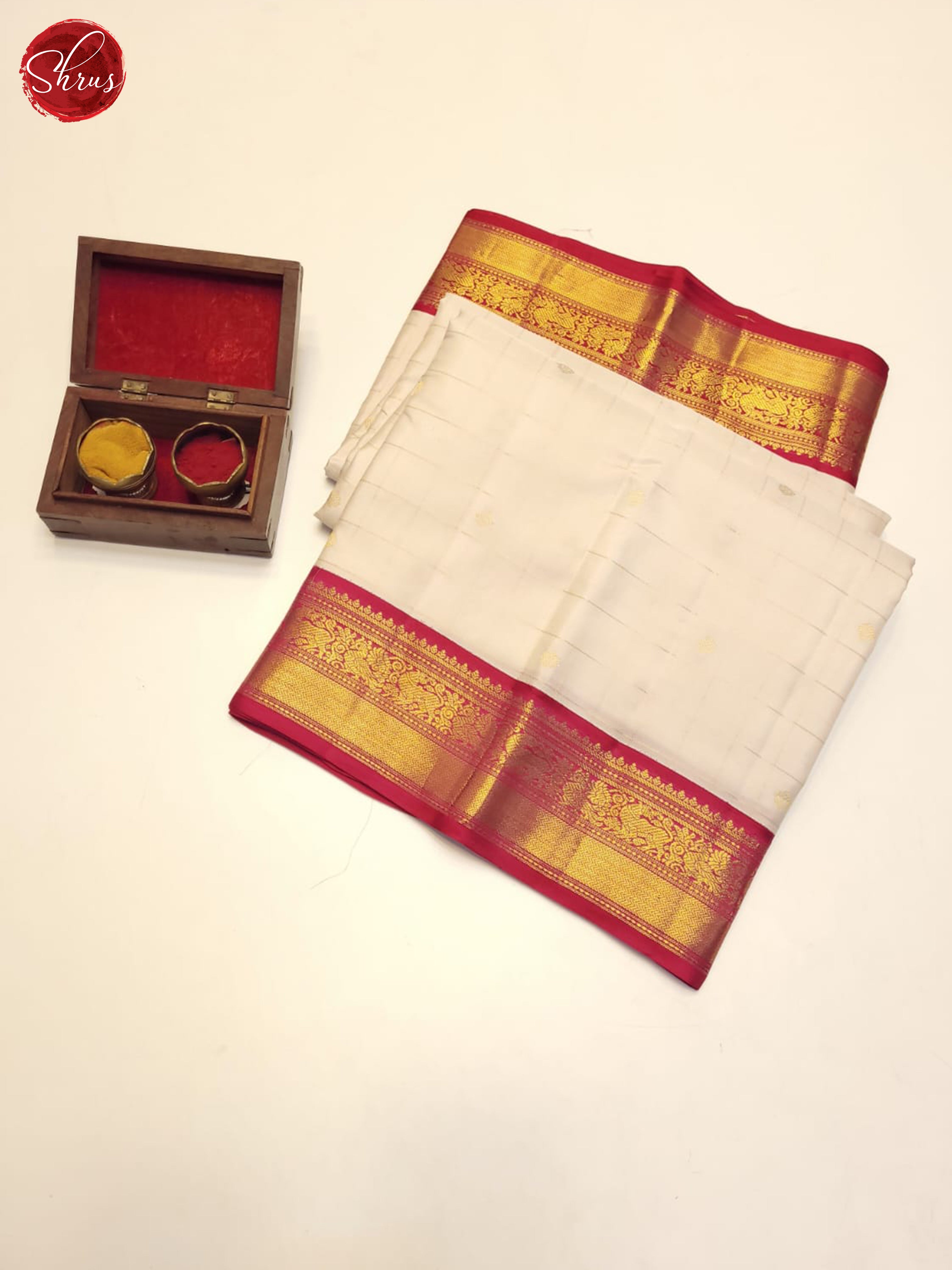 Cream & Red- Kanchipuram silk Saree