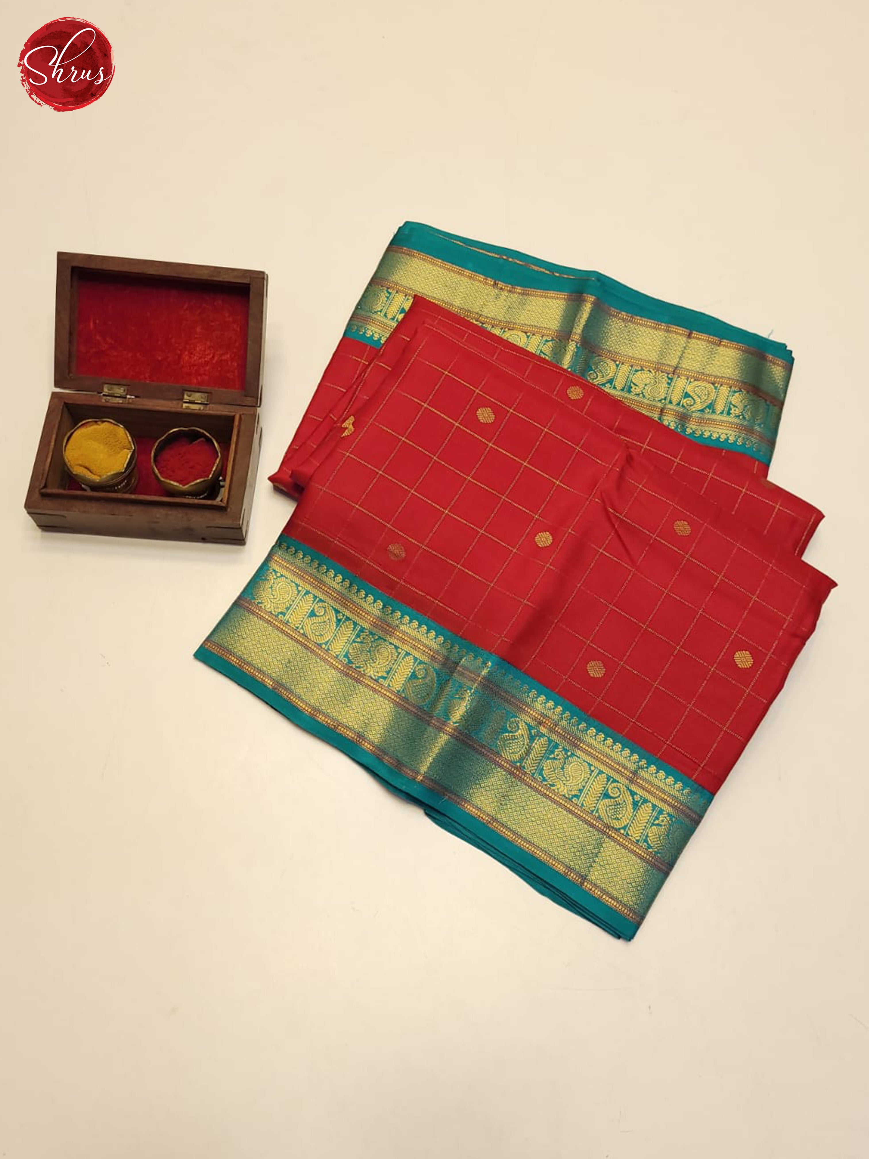 Red And Blue - Kanchipuram Silk Saree - Shop on ShrusEternity.com