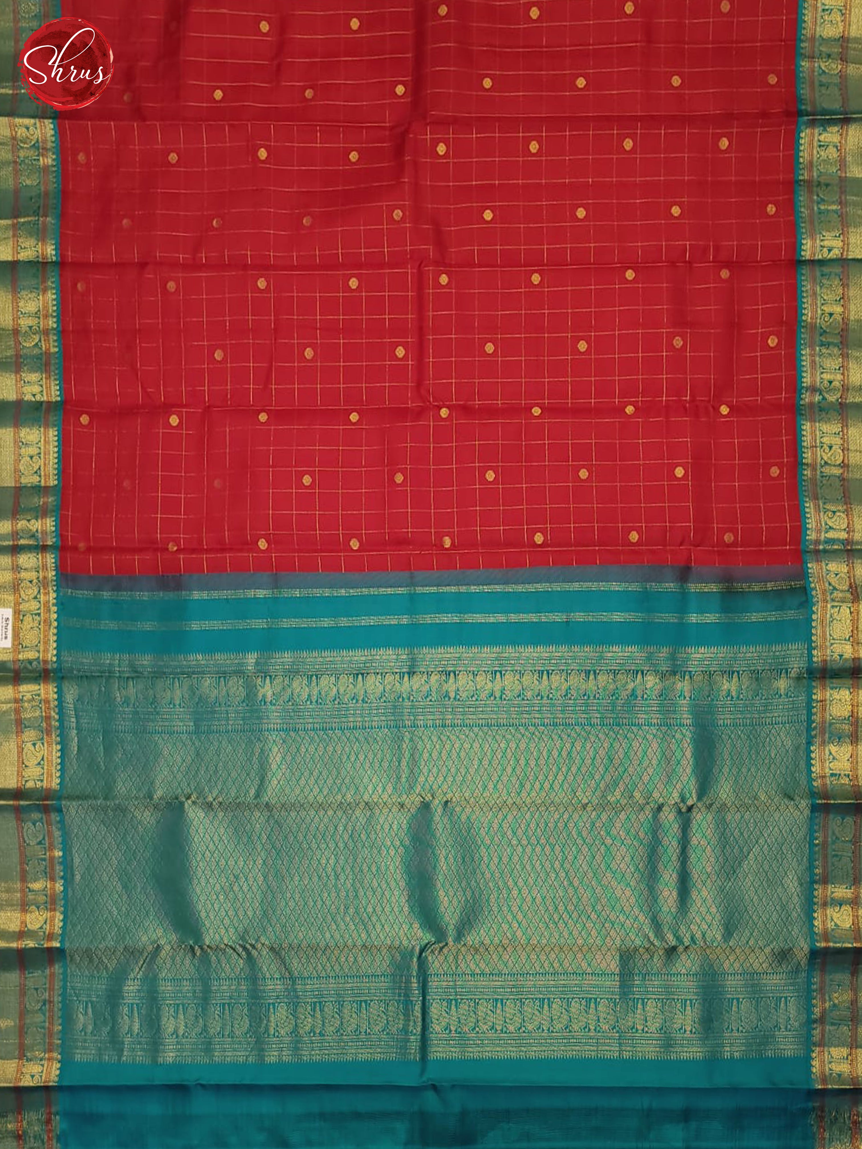 Red And Blue - Kanchipuram Silk Saree