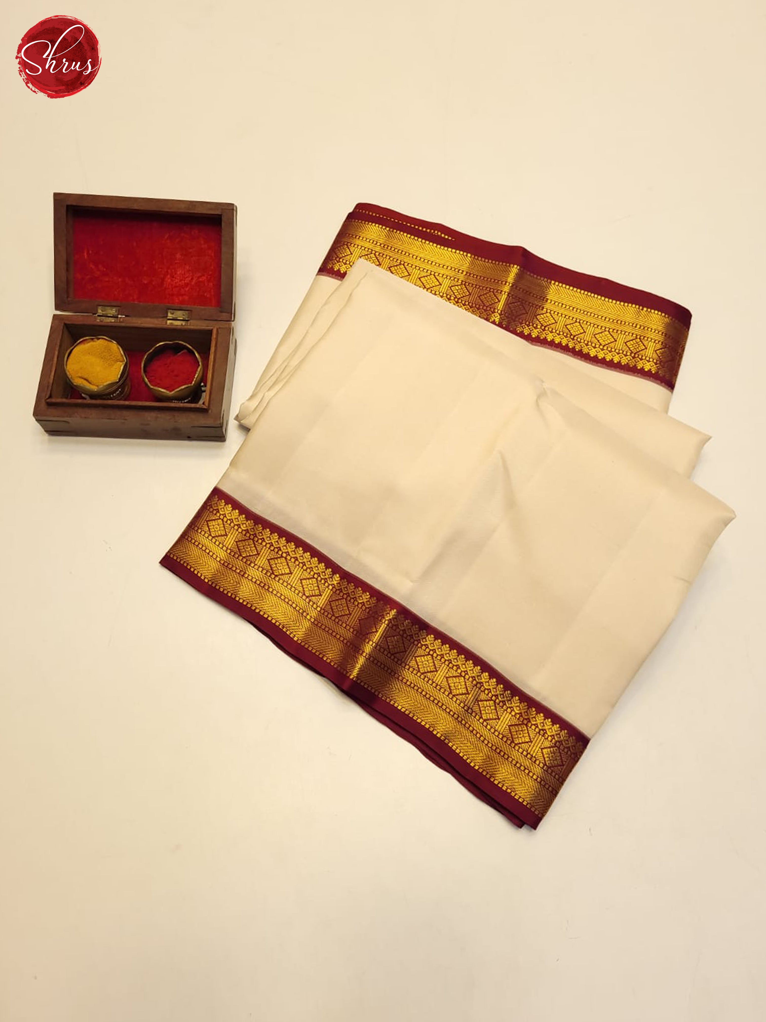 Cream And Maroon - Kanchipuram Silk Saree