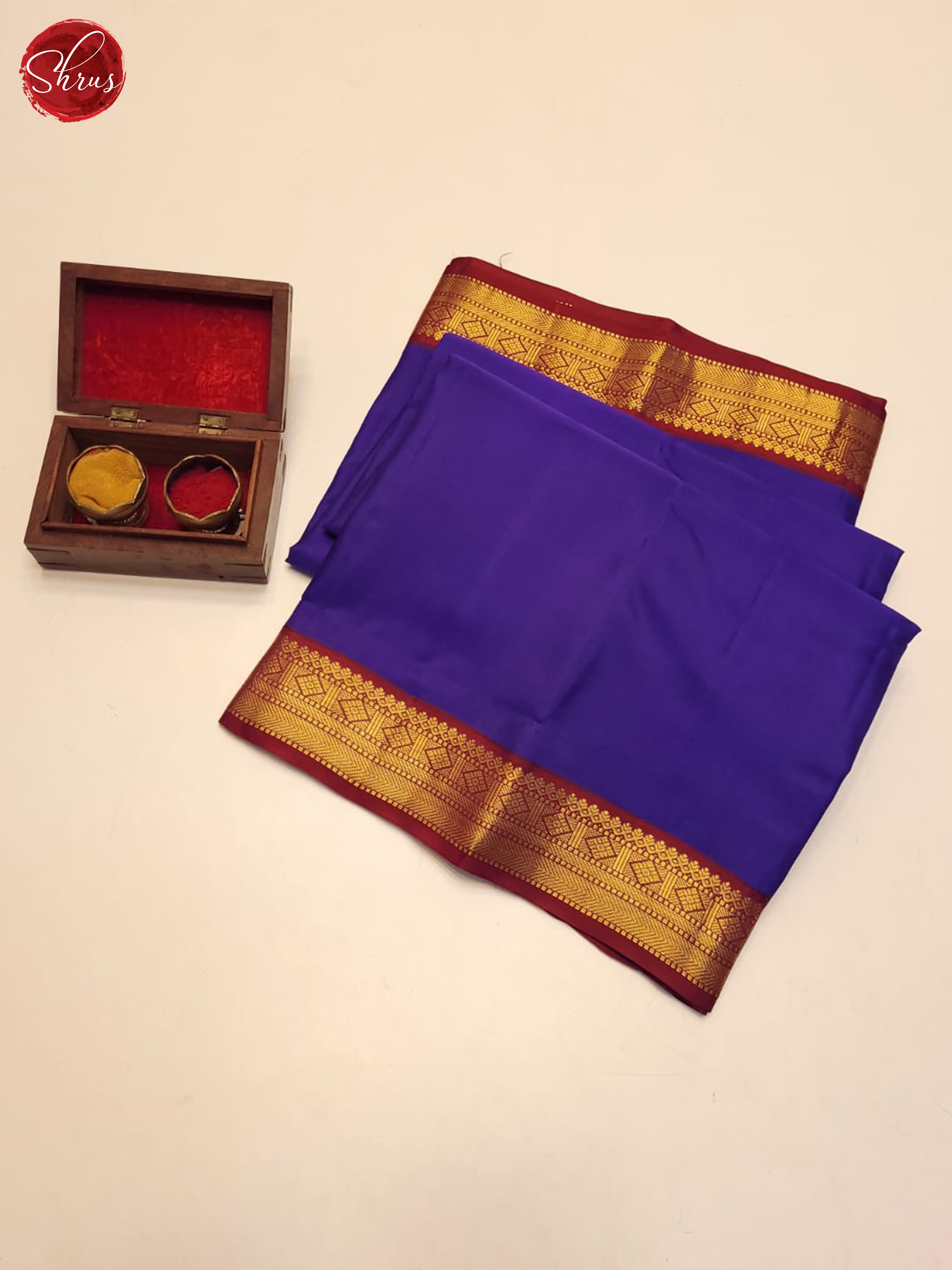 Blue And Maroon - Kanchipuram Silk Saree - Shop on ShrusEternity.com