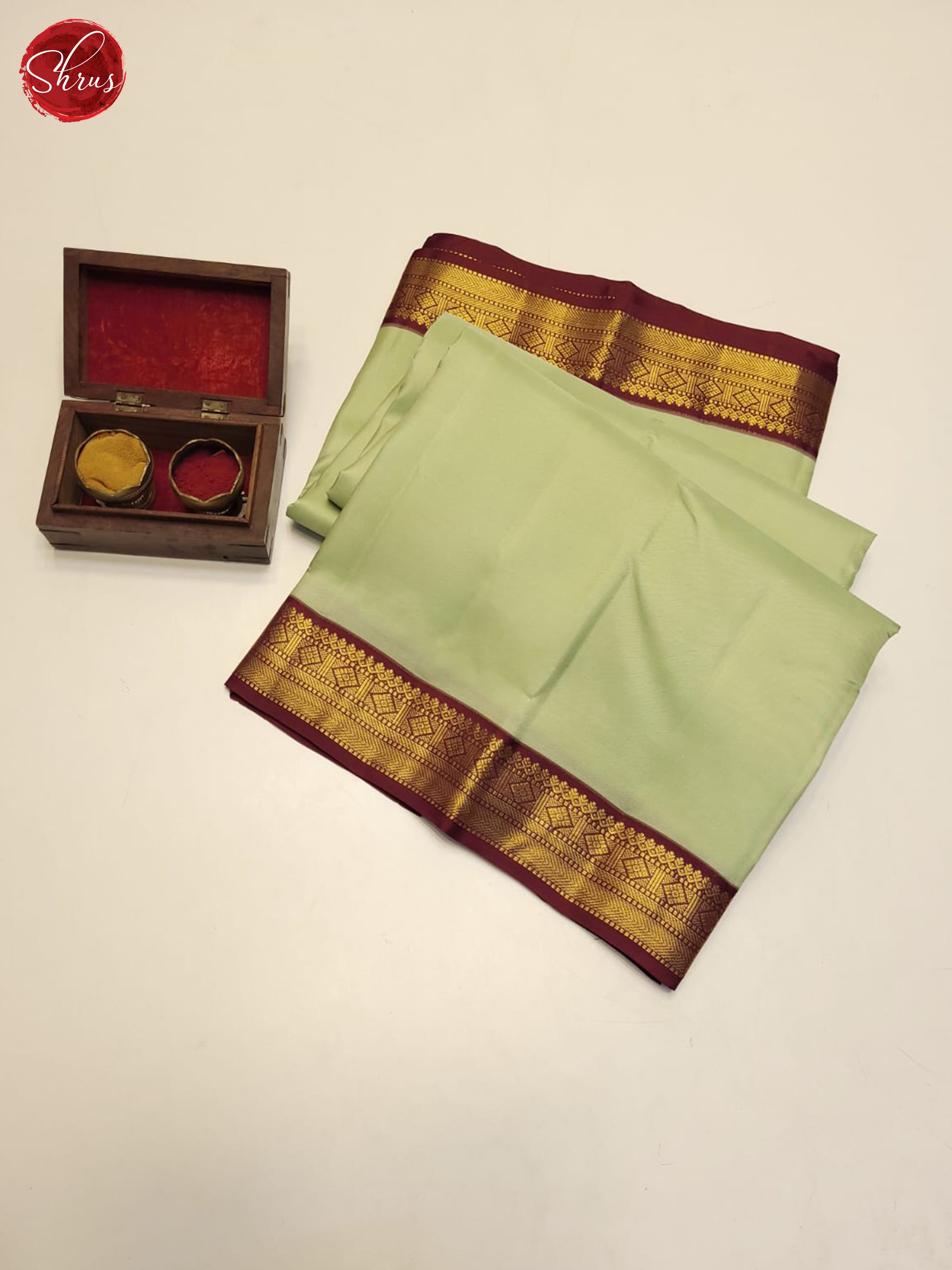 Pista Green And Maroon - Kanchipuram Silk Saree - Shop on ShrusEternity.com