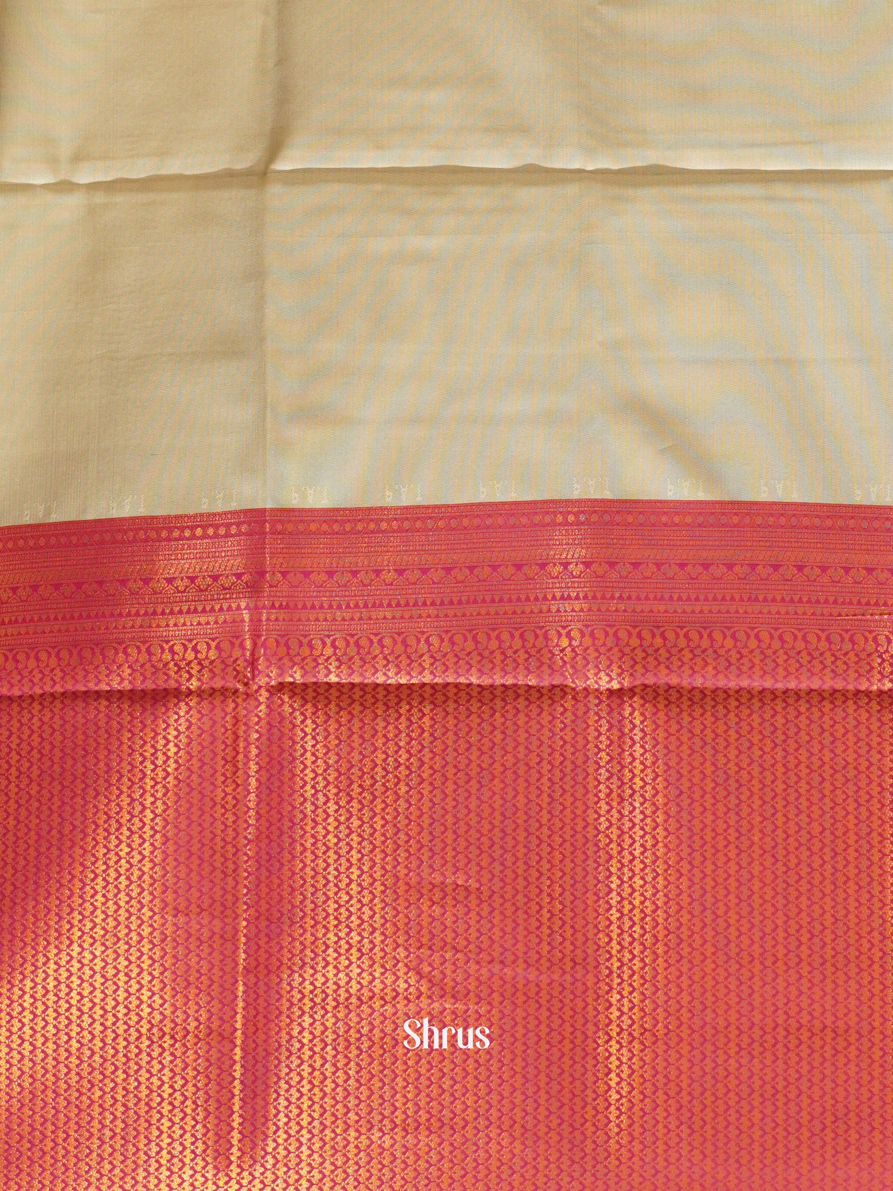 Grey & Pink - Semi Kanchipuram Saree - Shop on ShrusEternity.com