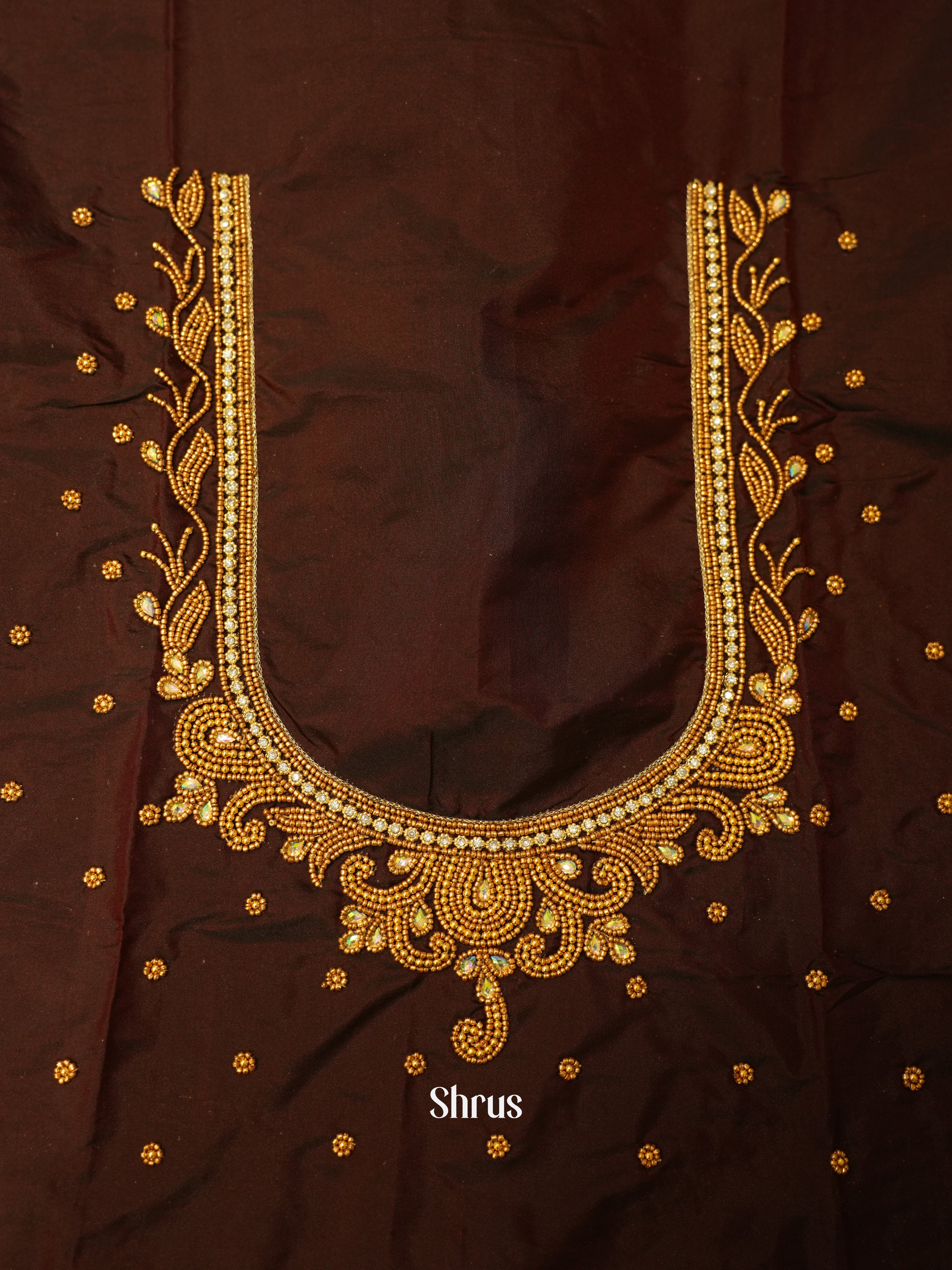 Brown - Aari Blouse - Shop on ShrusEternity.com