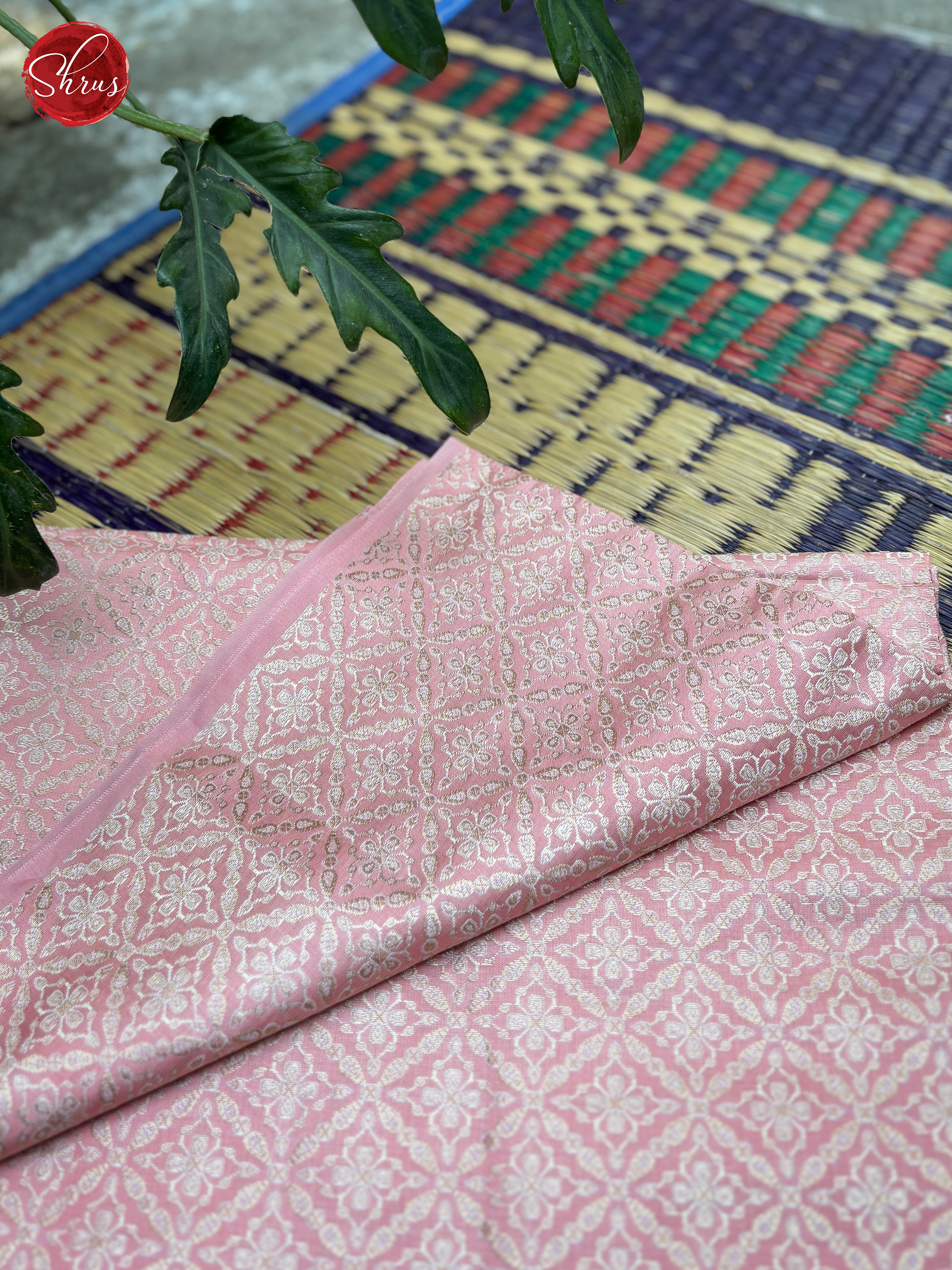 Pink - Semi Banarasi Blouse Material - Shop on ShrusEternity.com