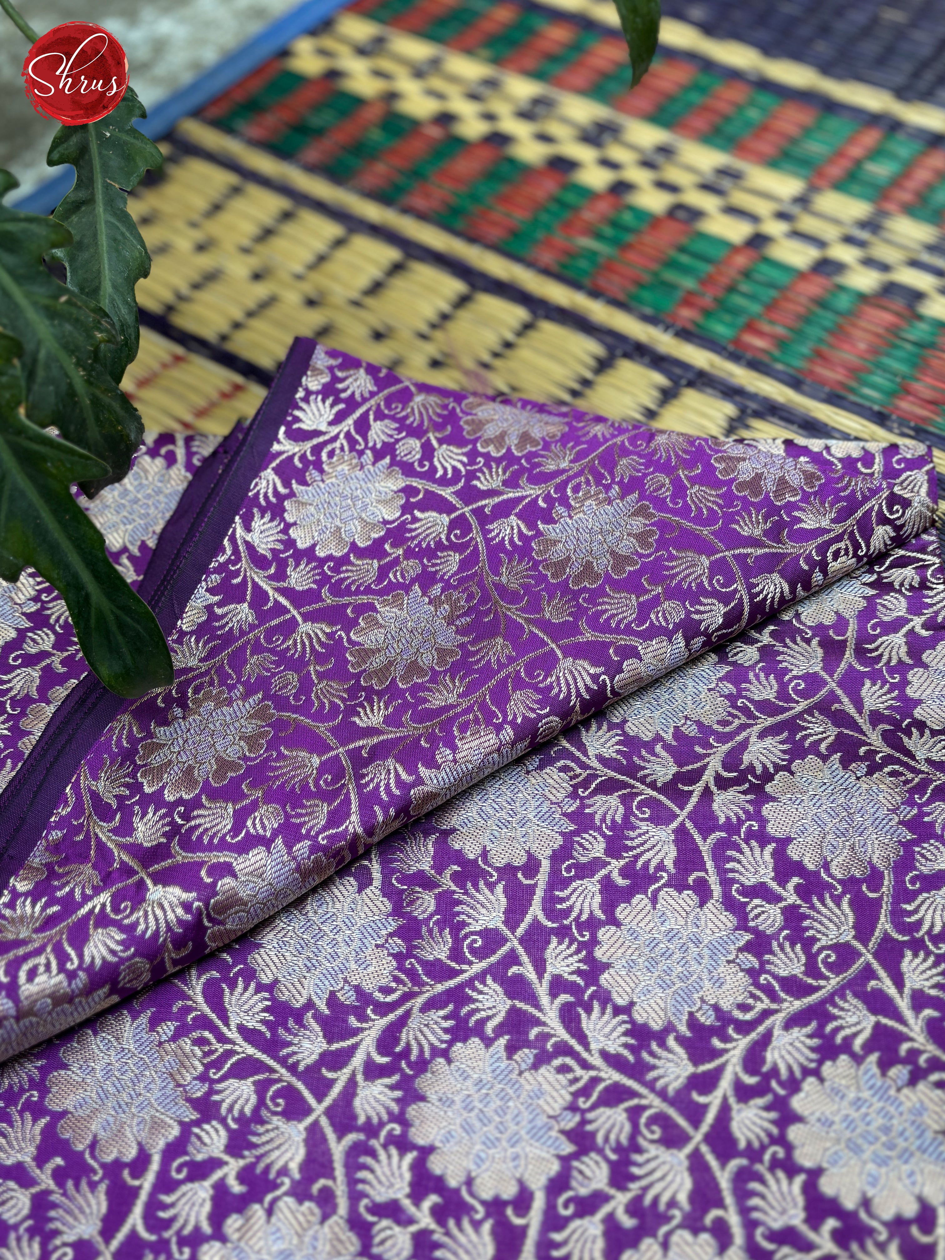 Purple - Semi Banarasi Blouse Material - Shop on ShrusEternity.com
