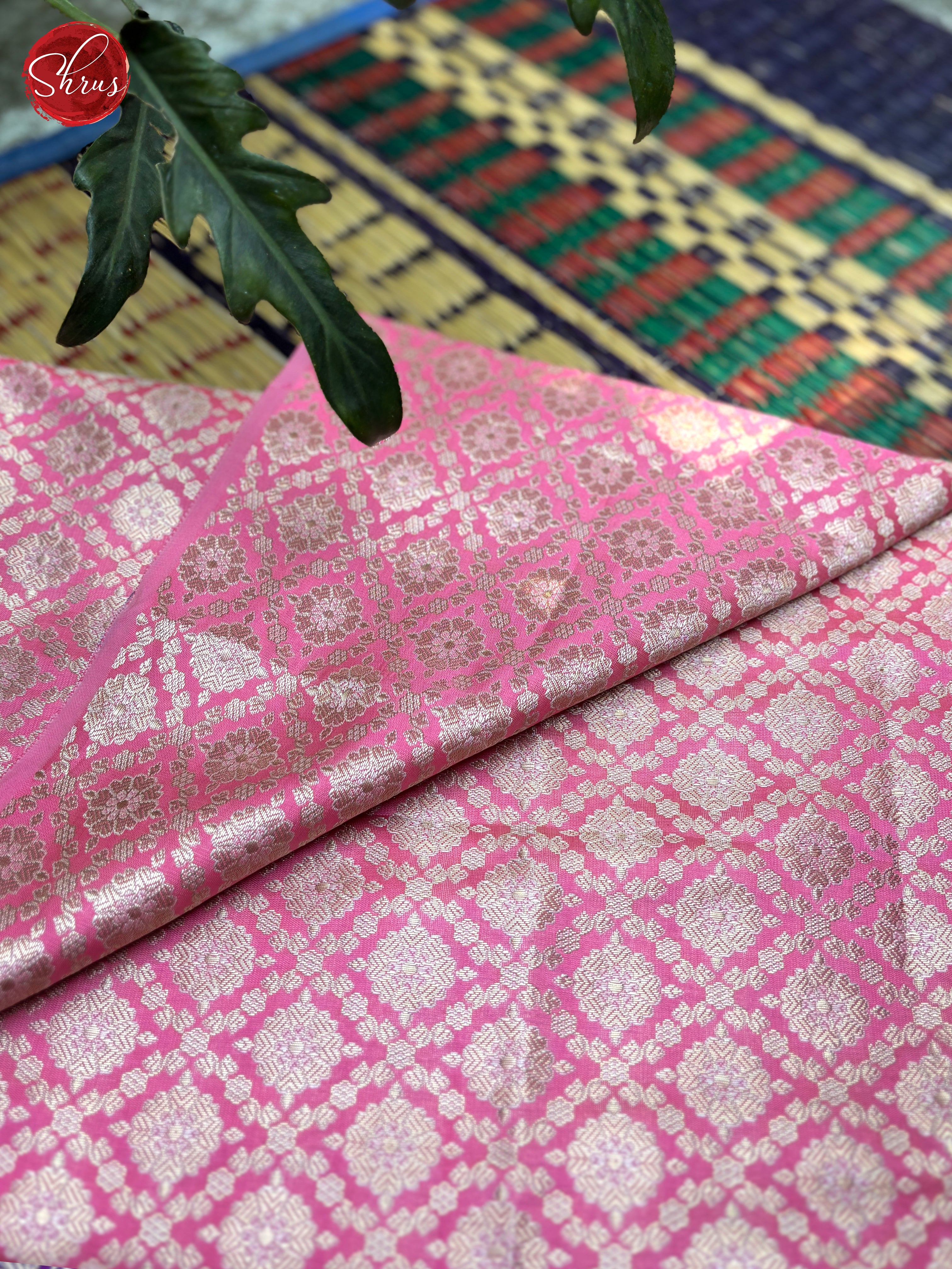 Pink - Semi Banarasi Blouse Material - Shop on ShrusEternity.com