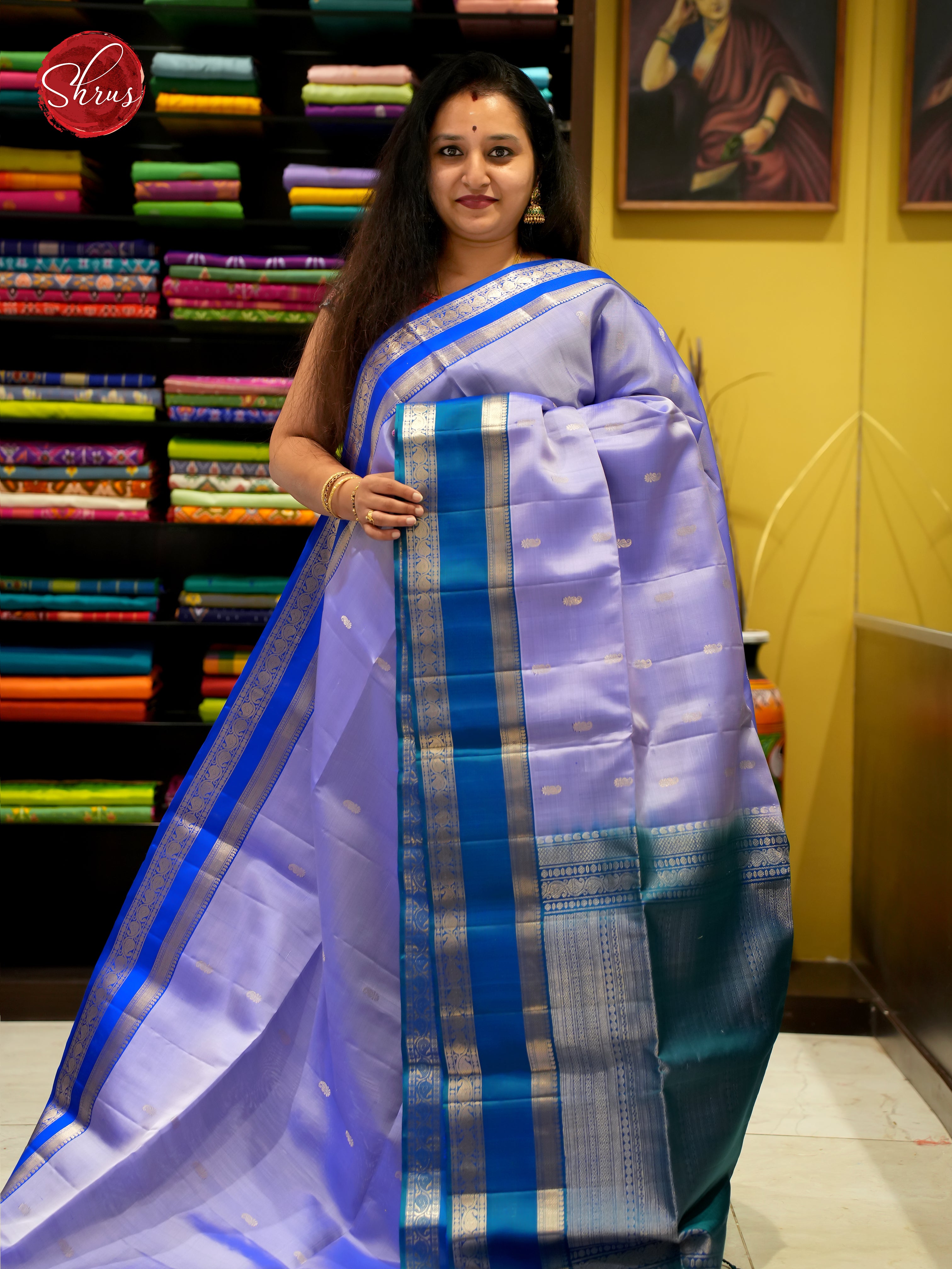 Lavender & Blue -Soft silk Saree - Shop on ShrusEternity.com