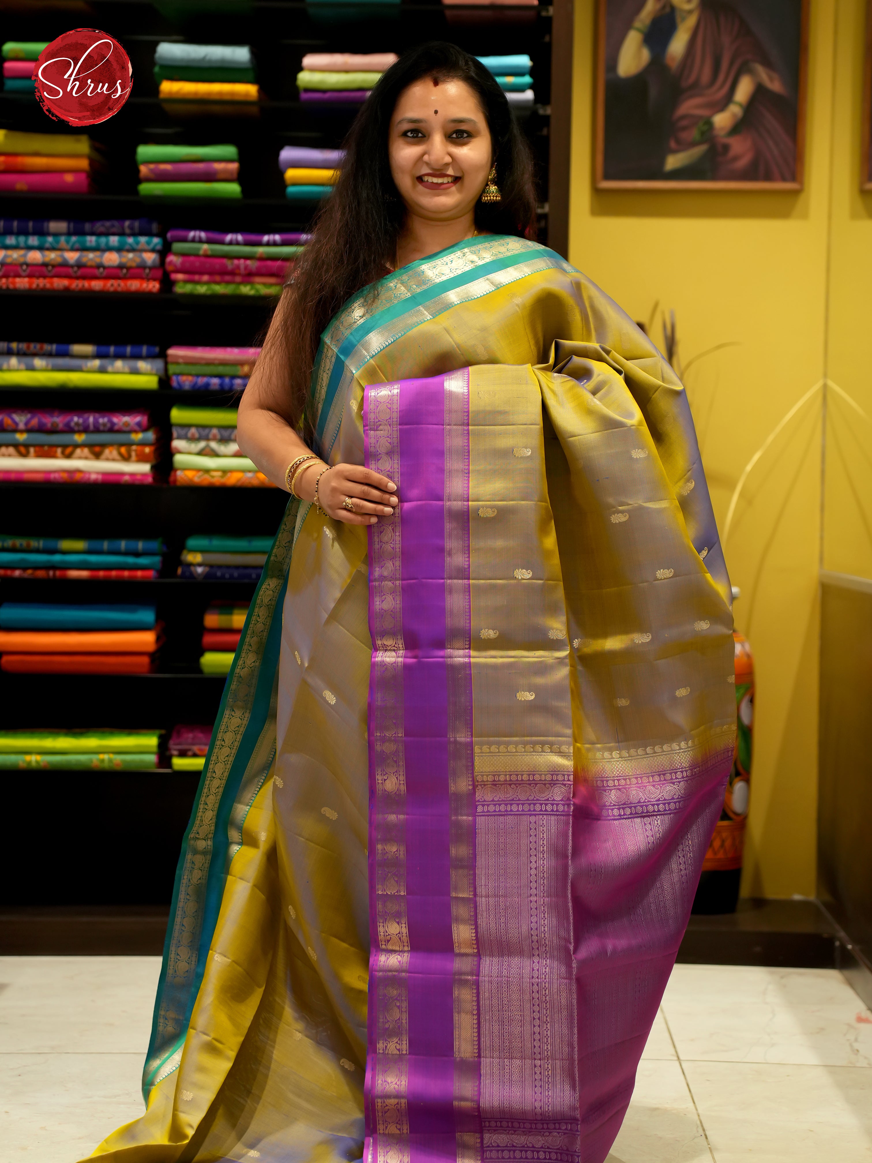 Grey & Pink -Soft silk Saree - Shop on ShrusEternity.com
