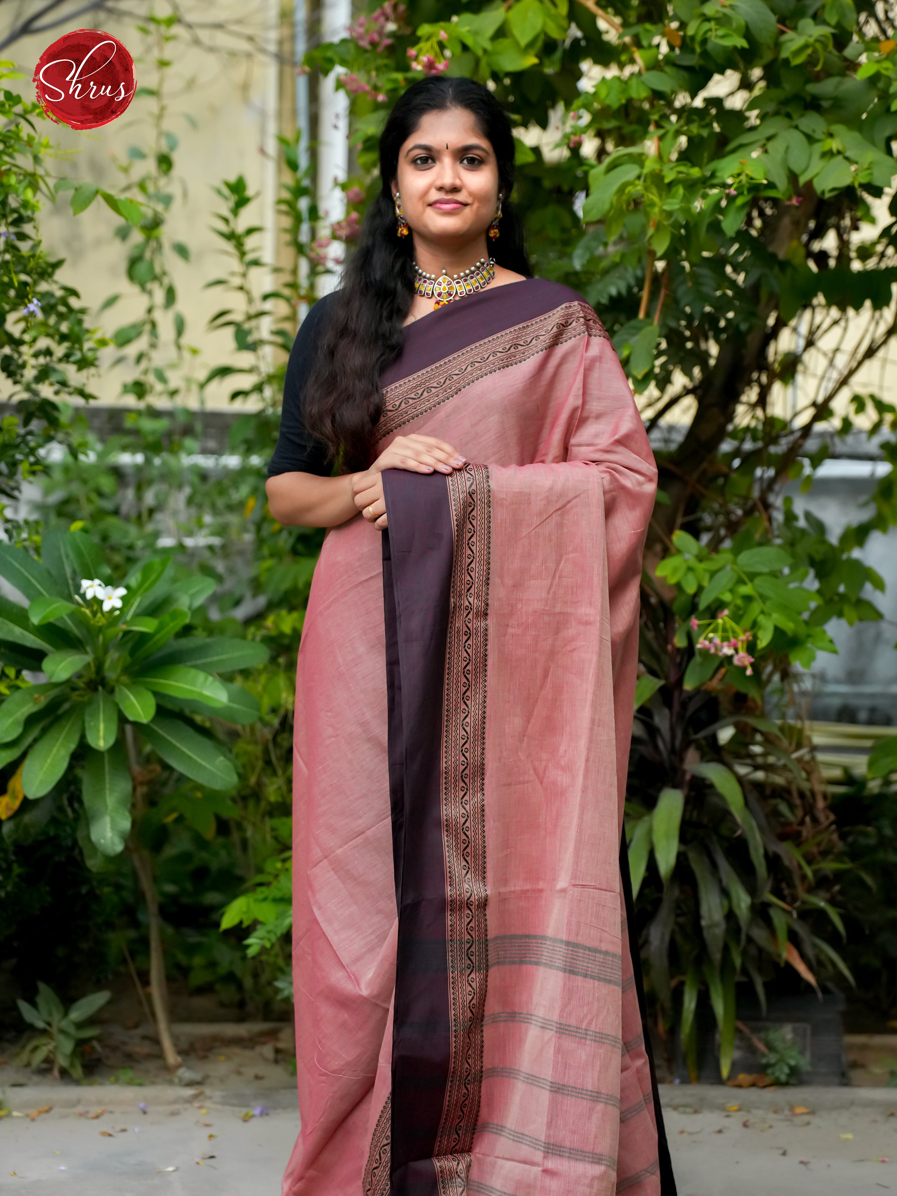 Onion Pink & Wine - Bengal cotton Saree - Shop on ShrusEternity.com