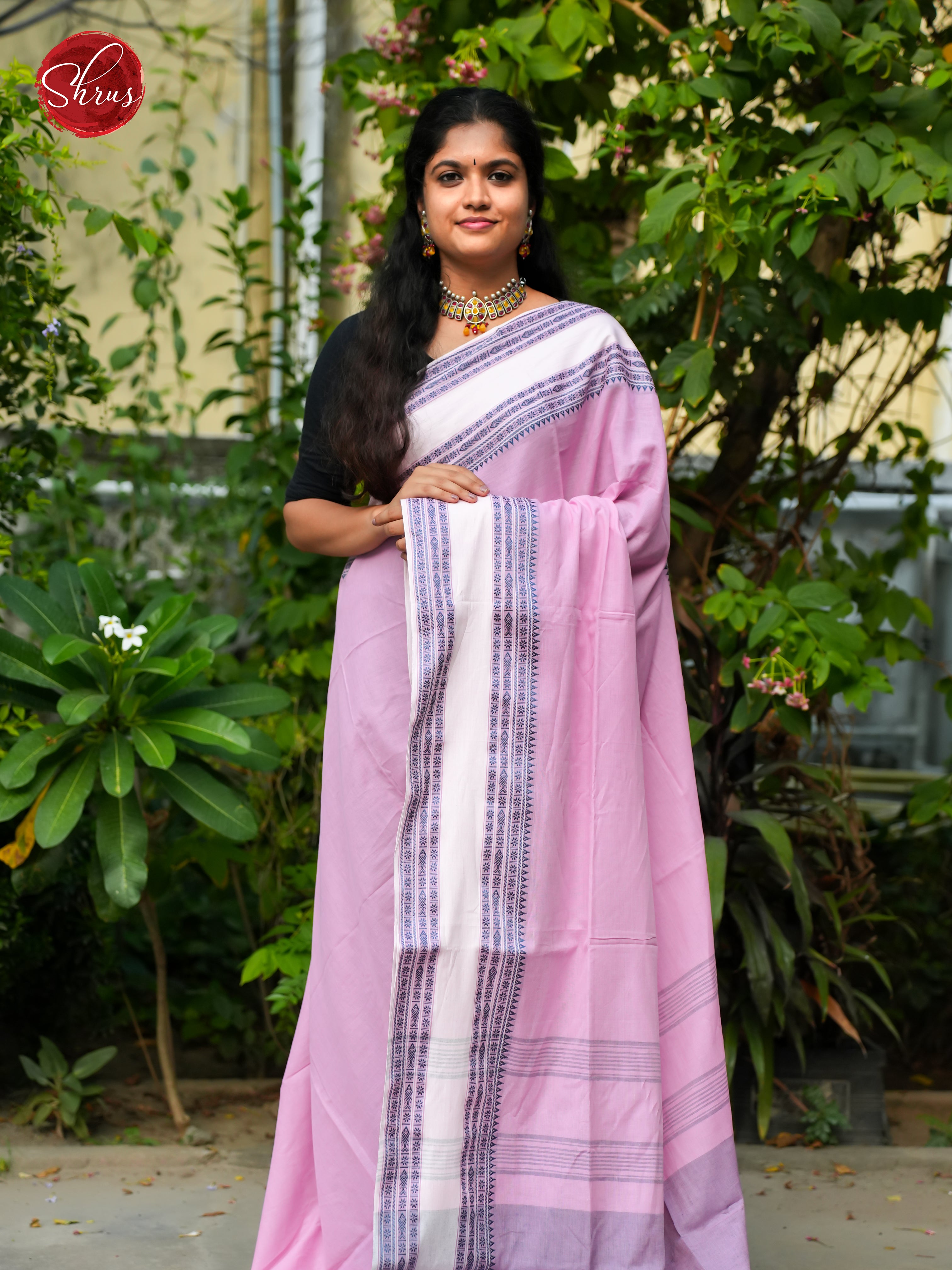 Pink & Cream - Bengal cotton Saree - Shop on ShrusEternity.com