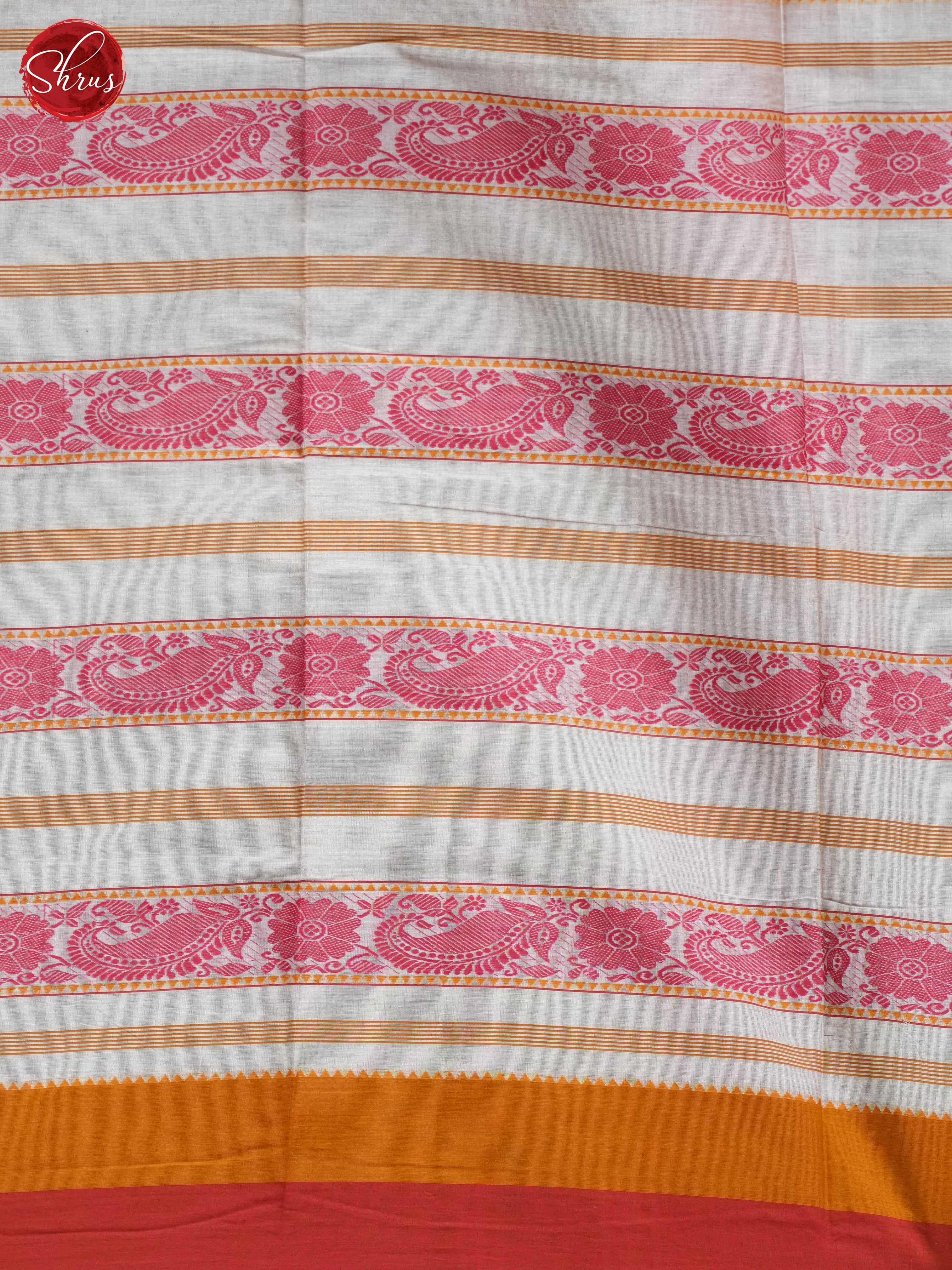 White & Orange - Mercerized Cotton Saree - Shop on ShrusEternity.com