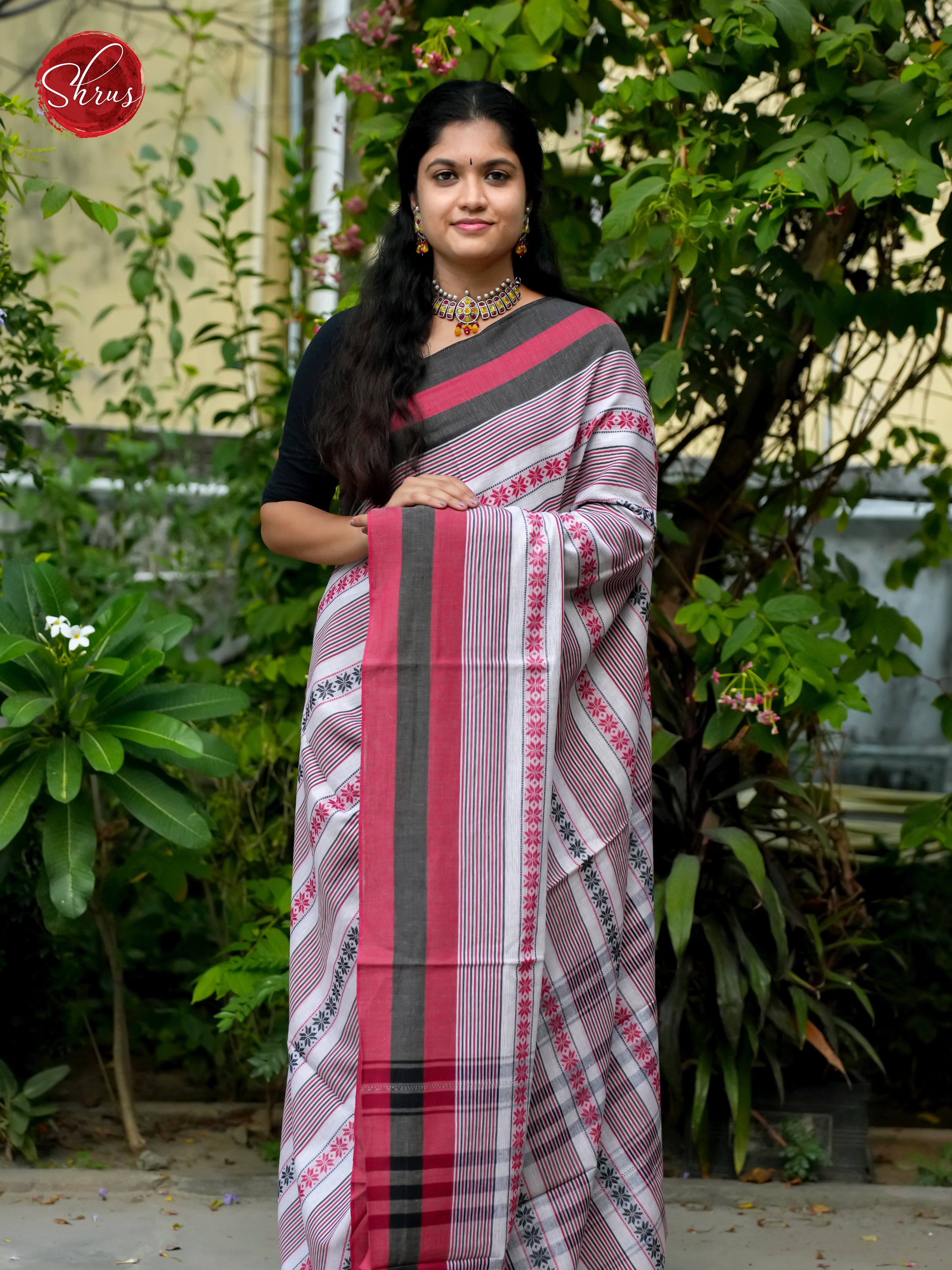 Onion Pink & Red - Mercerized Cotton Saree - Shop on ShrusEternity.com