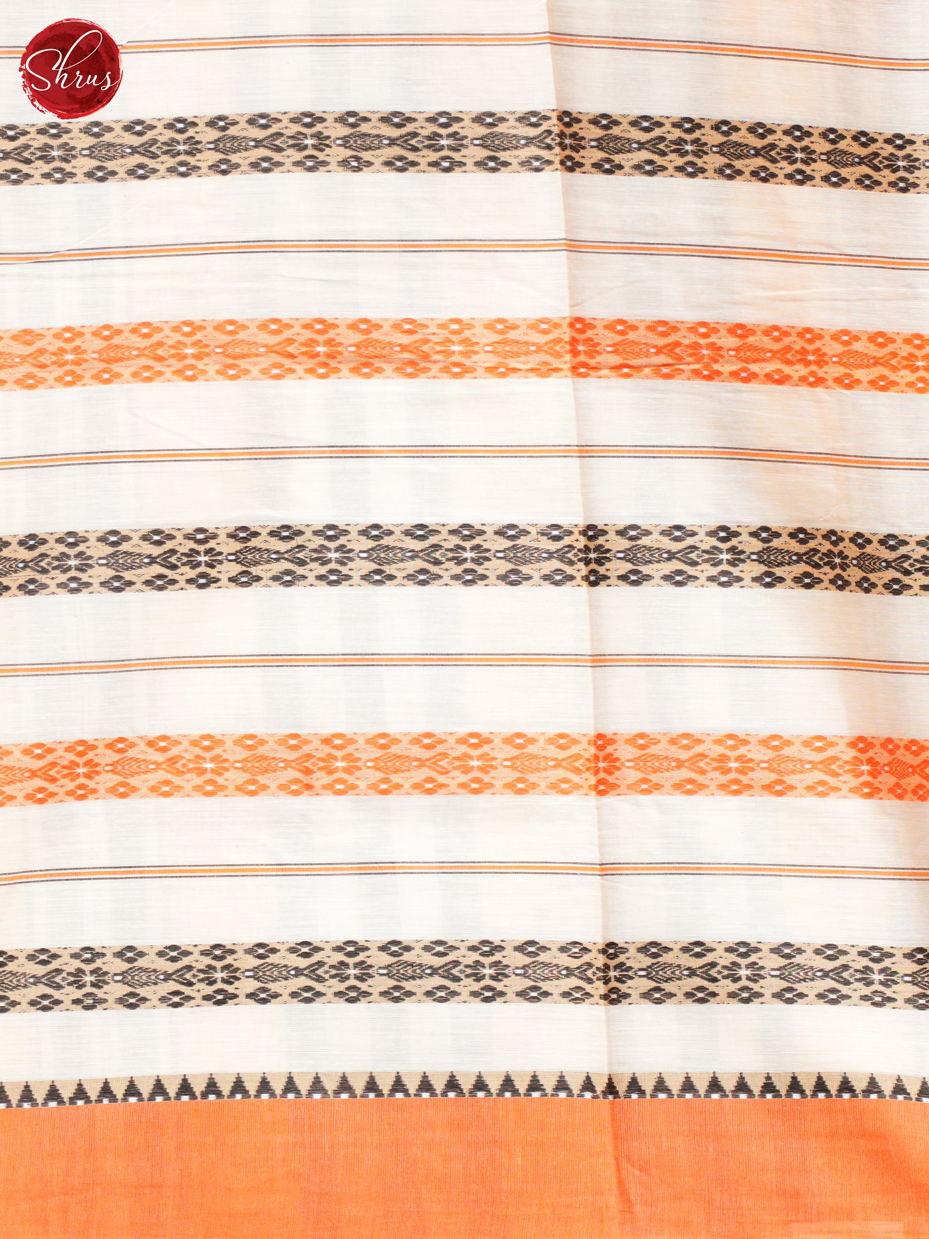 White & Orange - Mercerized Cotton Saree - Shop on ShrusEternity.com