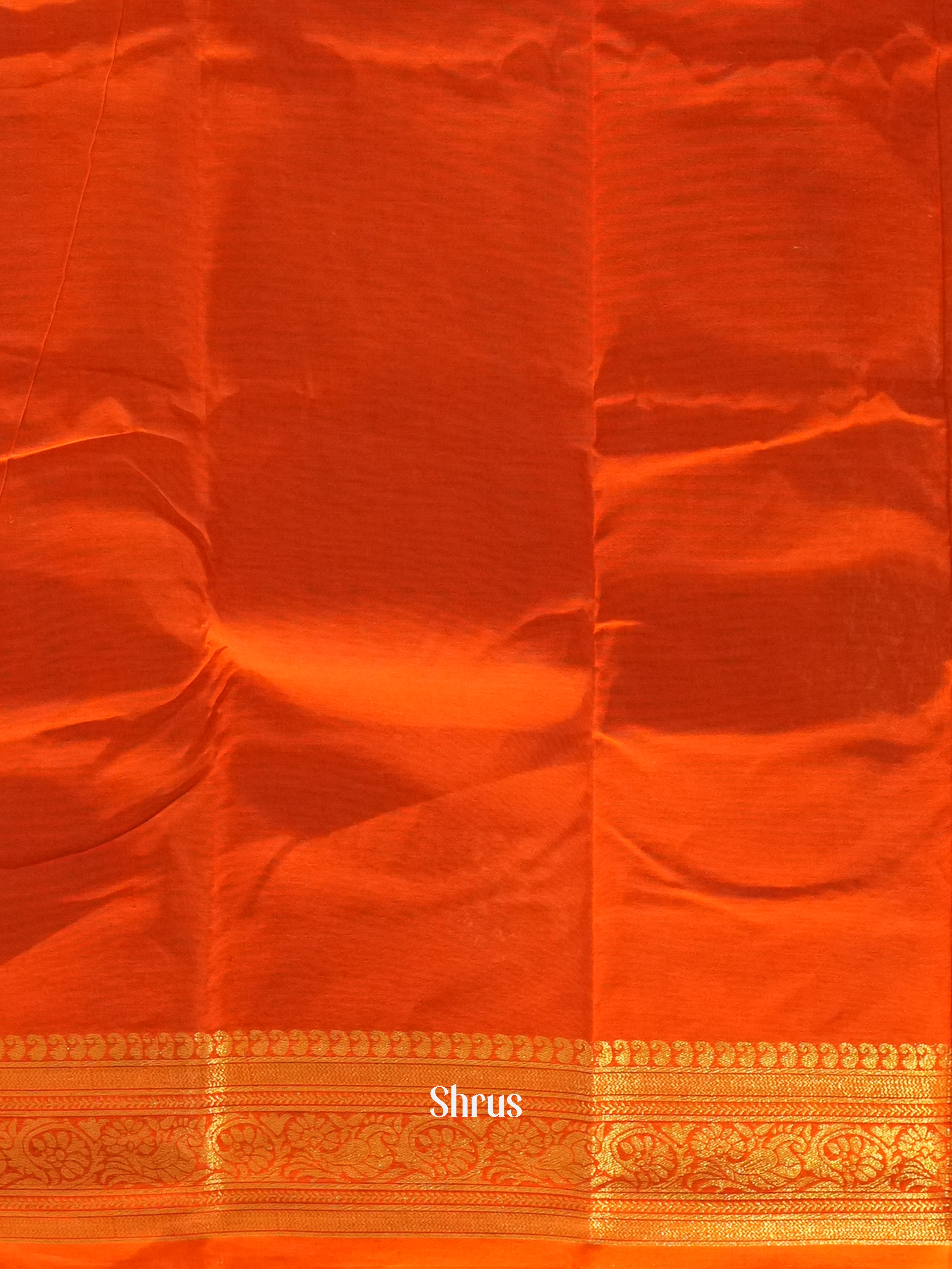 Grey & Orange - Mercerized cotton Saree