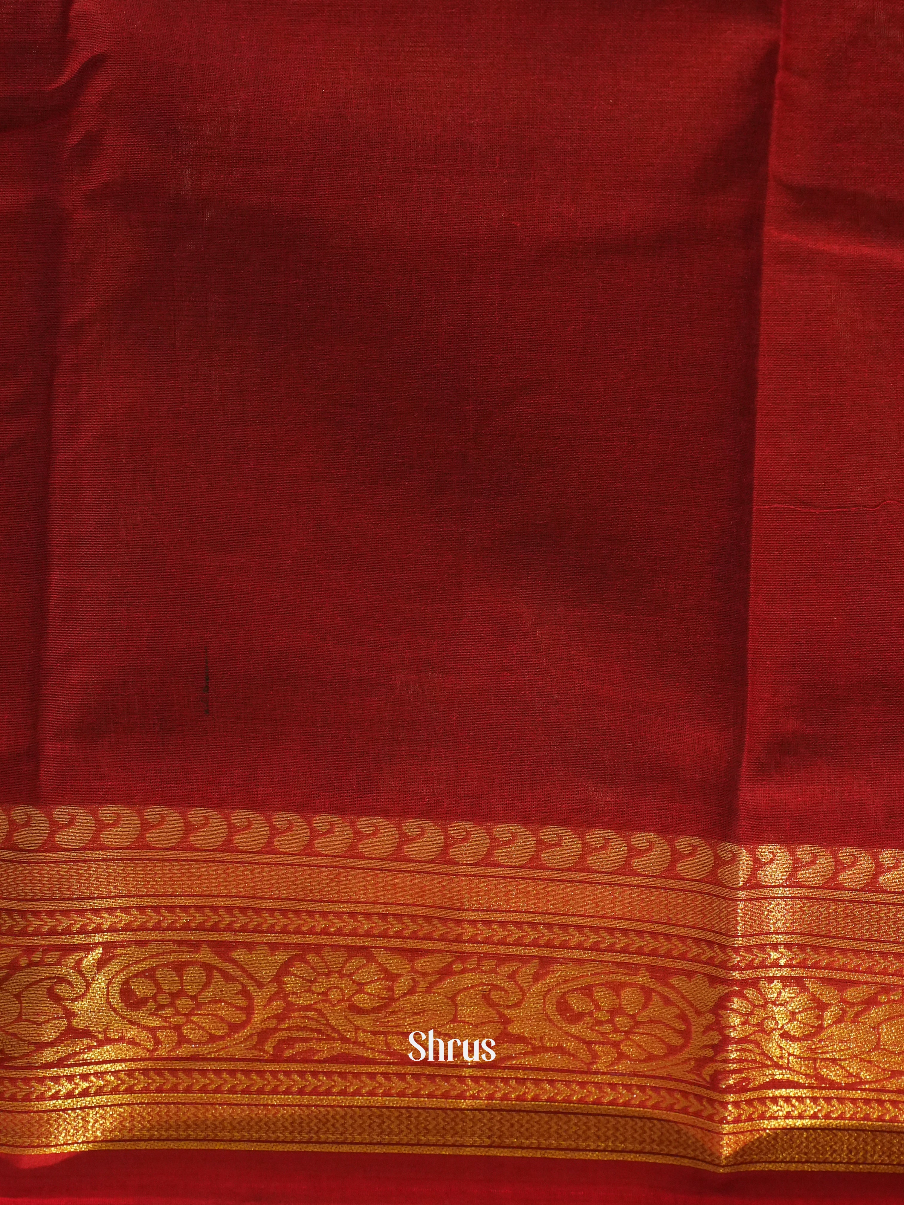 Peacock Green & Maroon - Mercerized cotton Saree